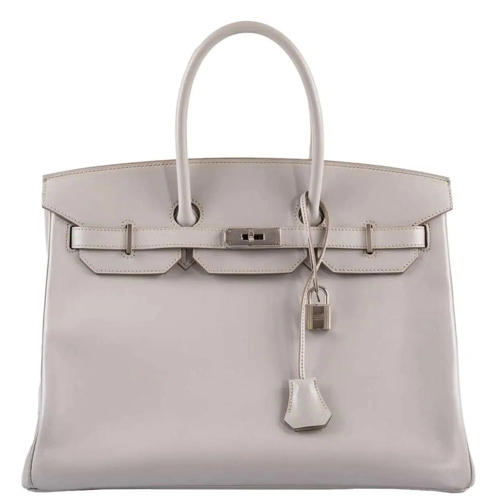 Hermès Birkin 35 Gris Perle Tadelakt Guilloche Palladium Hardware