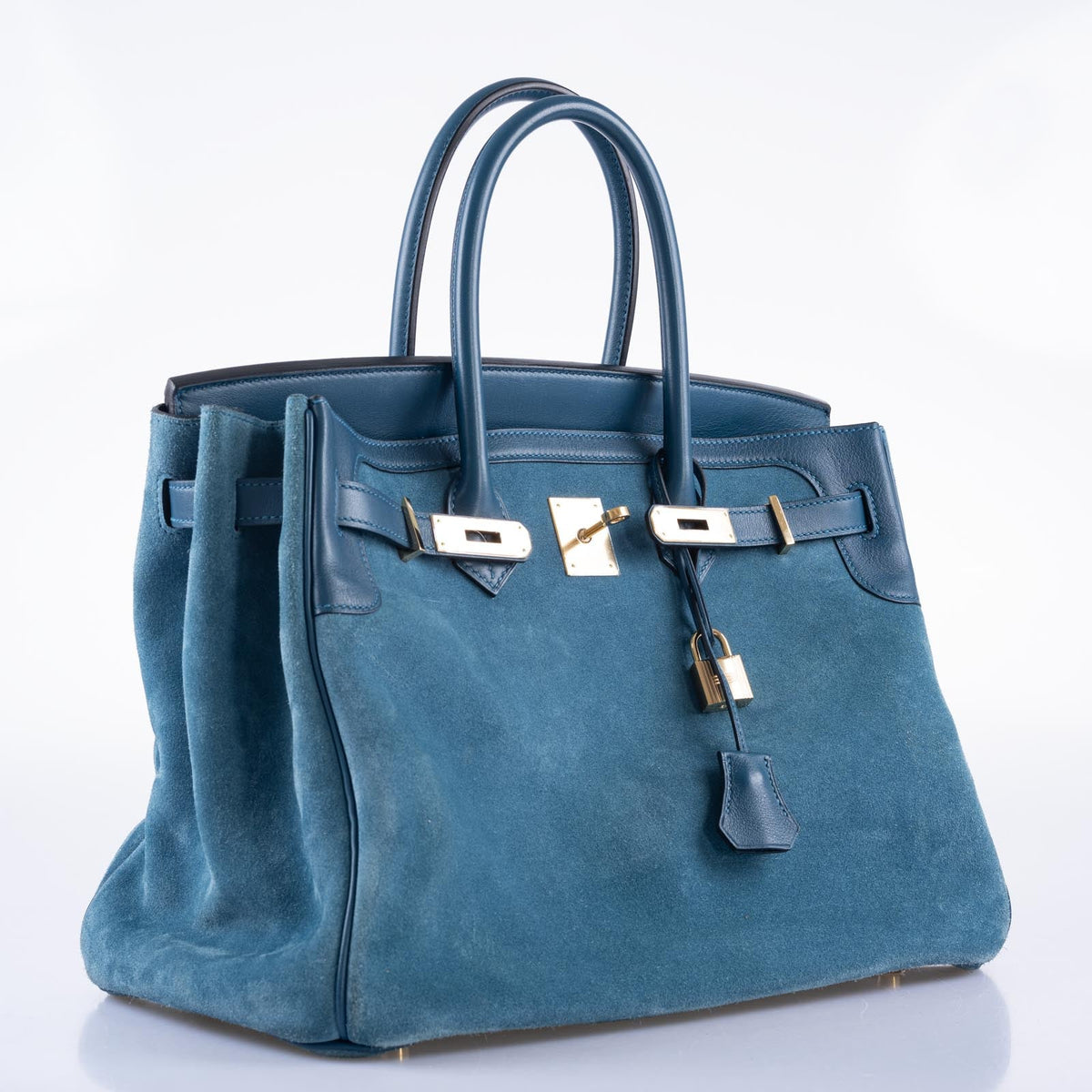 Hermès Birkin 35 Grizzly Blue Thalassa Veau Doblis Suede & Permabrass Hardware, image 18 of 26