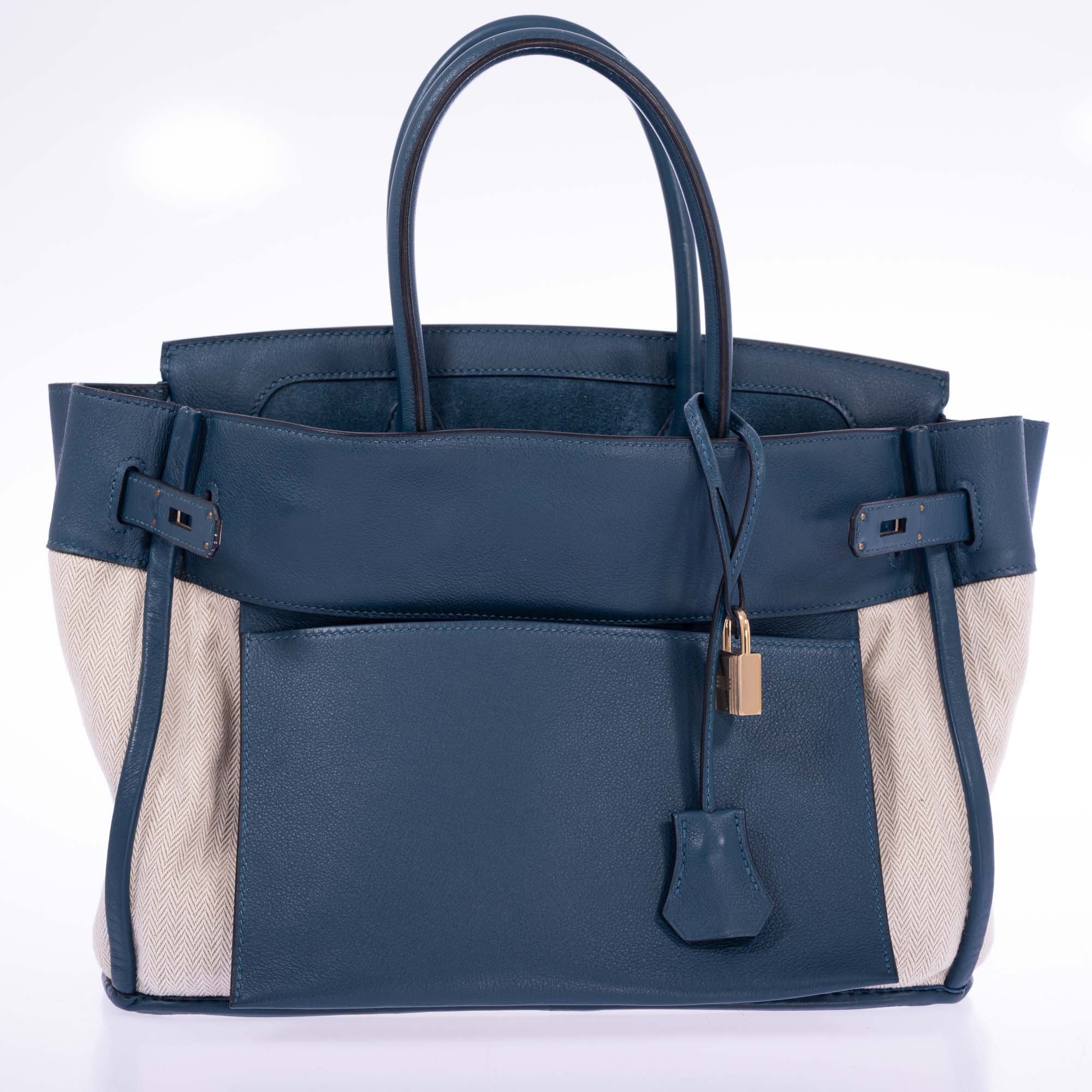 Hermès Birkin 35 Grizzly Blue Thalassa Veau Doblis Suede & Permabrass Hardware