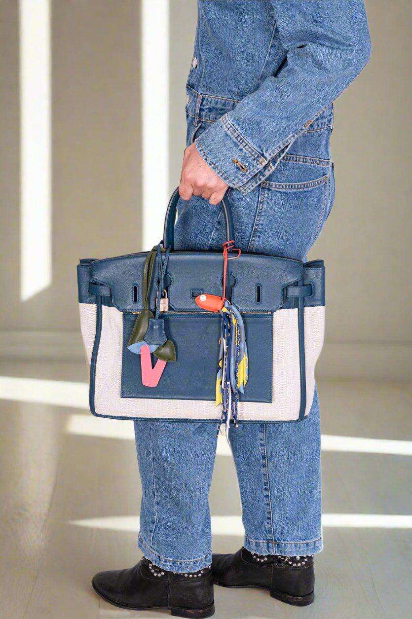 Hermès Birkin 35 Grizzly Blue Thalassa Veau Doblis Suede &amp; Permabrass Hardware