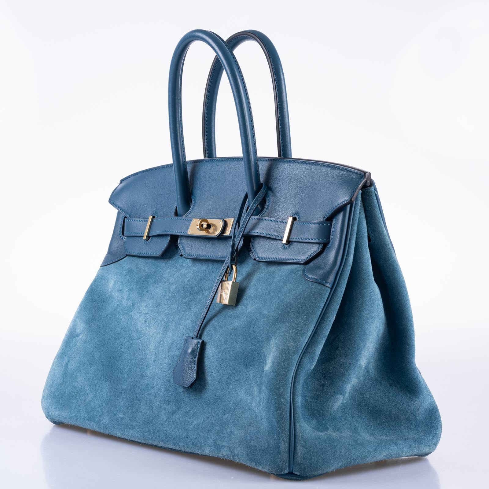 Hermès Birkin 35 Grizzly Blue Thalassa Veau Doblis Suede &amp; Permabrass Hardware