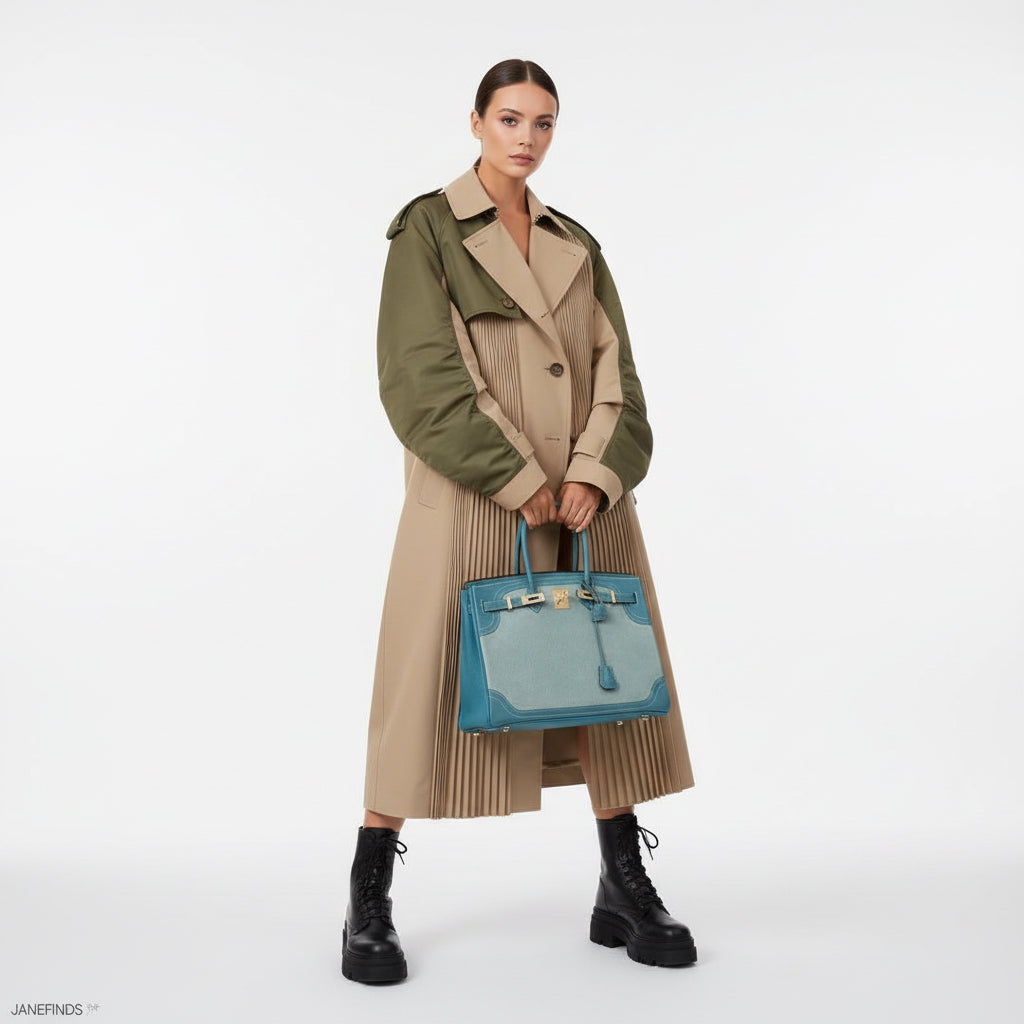 Hermès Birkin 35 Grizzly Ghillies Ciel/Turquoise Veau Doblis/Clémence/Evercolor Palladium Hardware