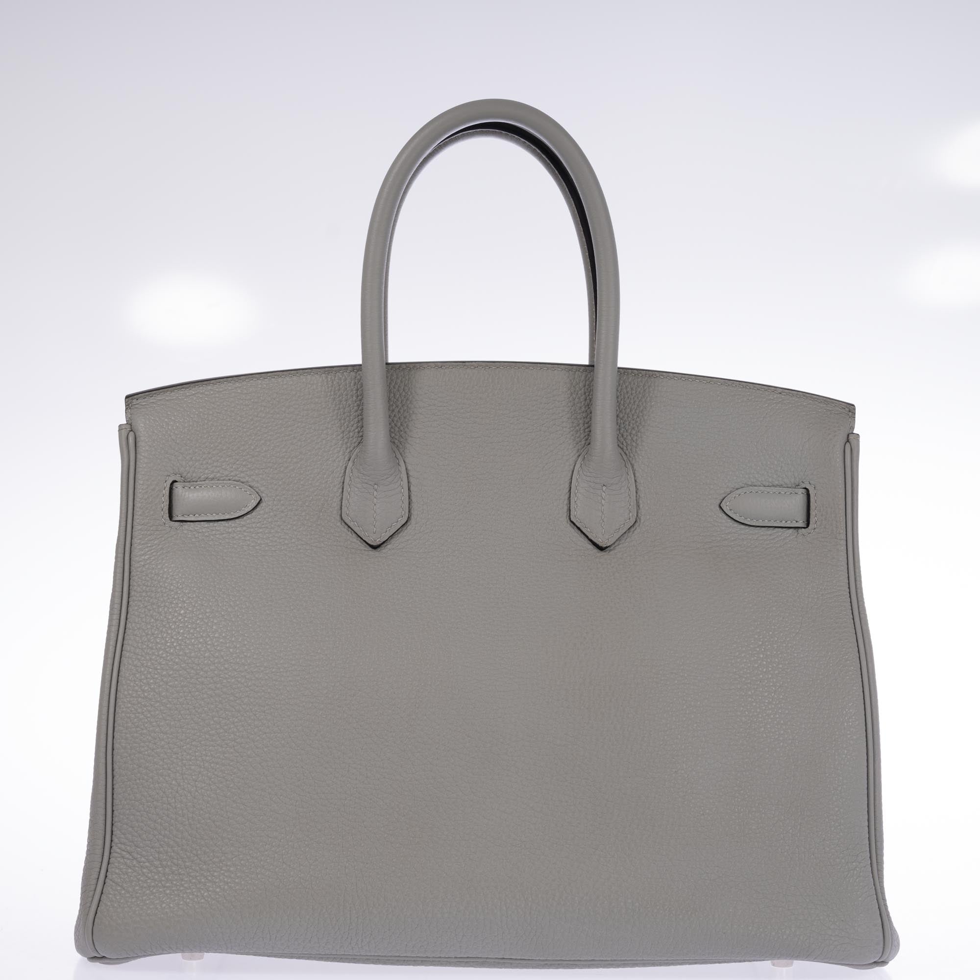 Hermès Birkin 35 HSS Bi-Color Gris Mouette and Vert Foncé Togo Palladium Hardware