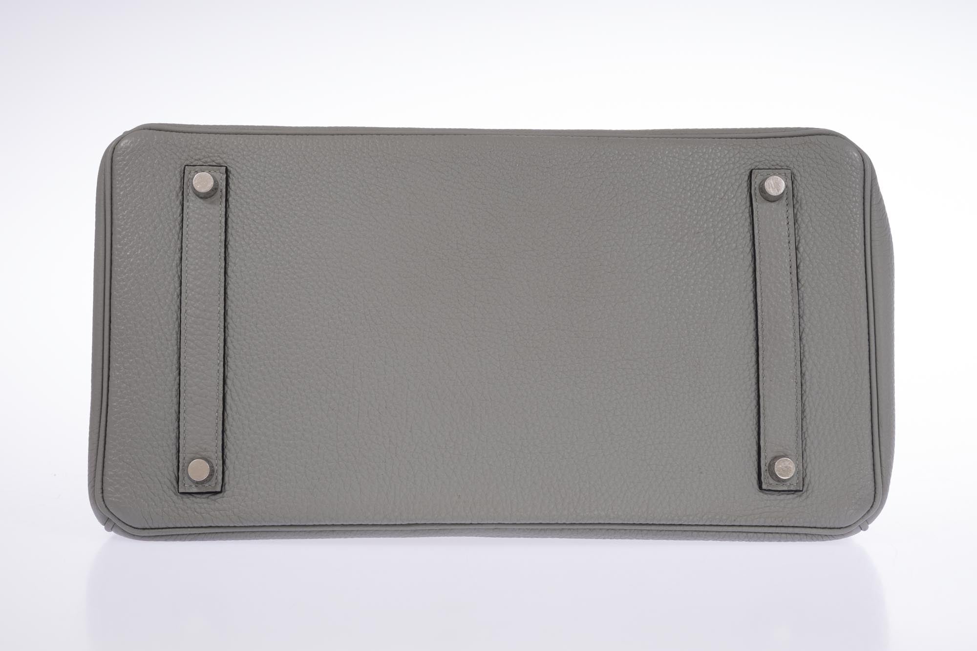 Hermès Birkin 35 HSS Bi-Color Gris Mouette and Vert Foncé Togo Palladium Hardware