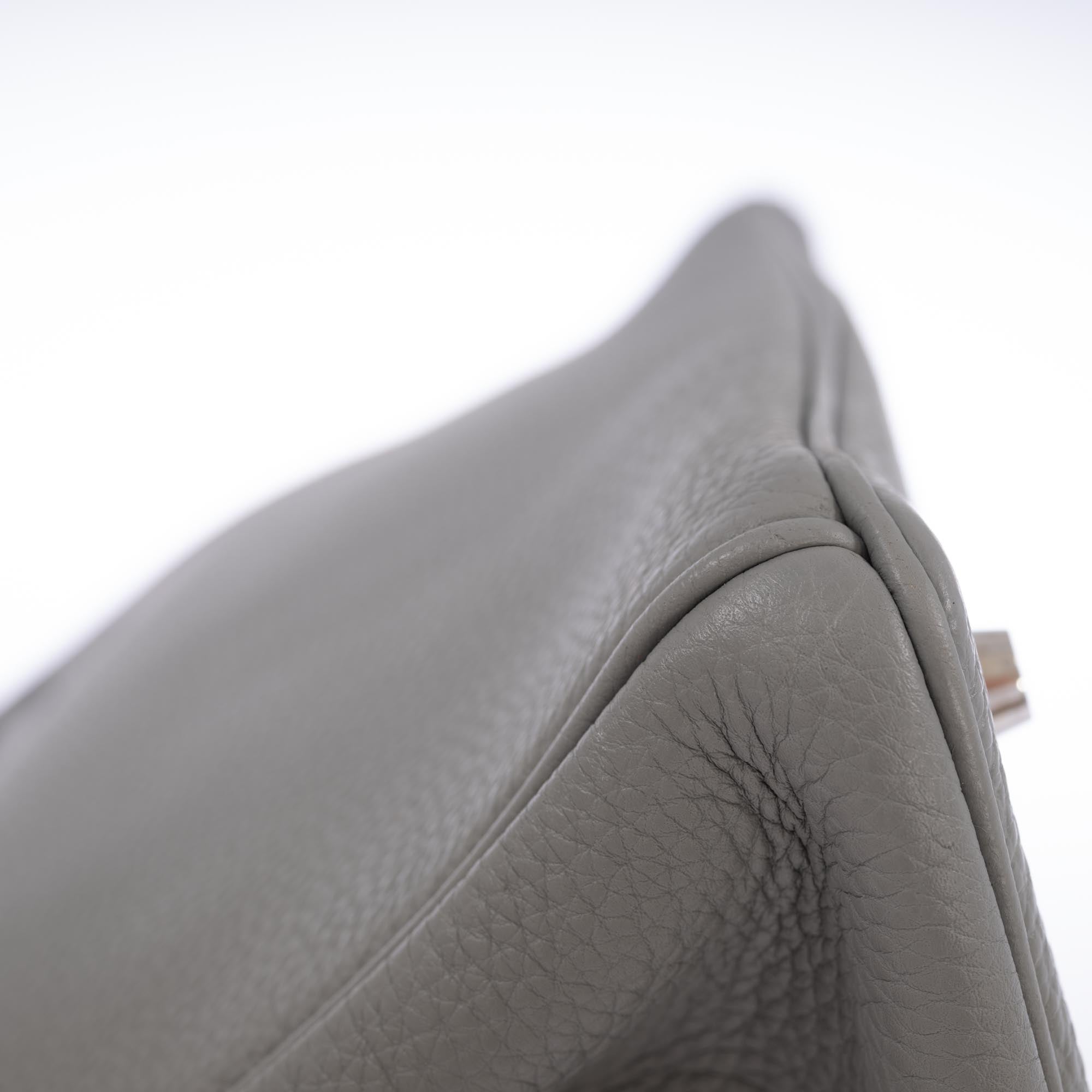 Hermès Birkin 35 HSS Bi-Color Gris Mouette and Vert Foncé Togo Palladium Hardware