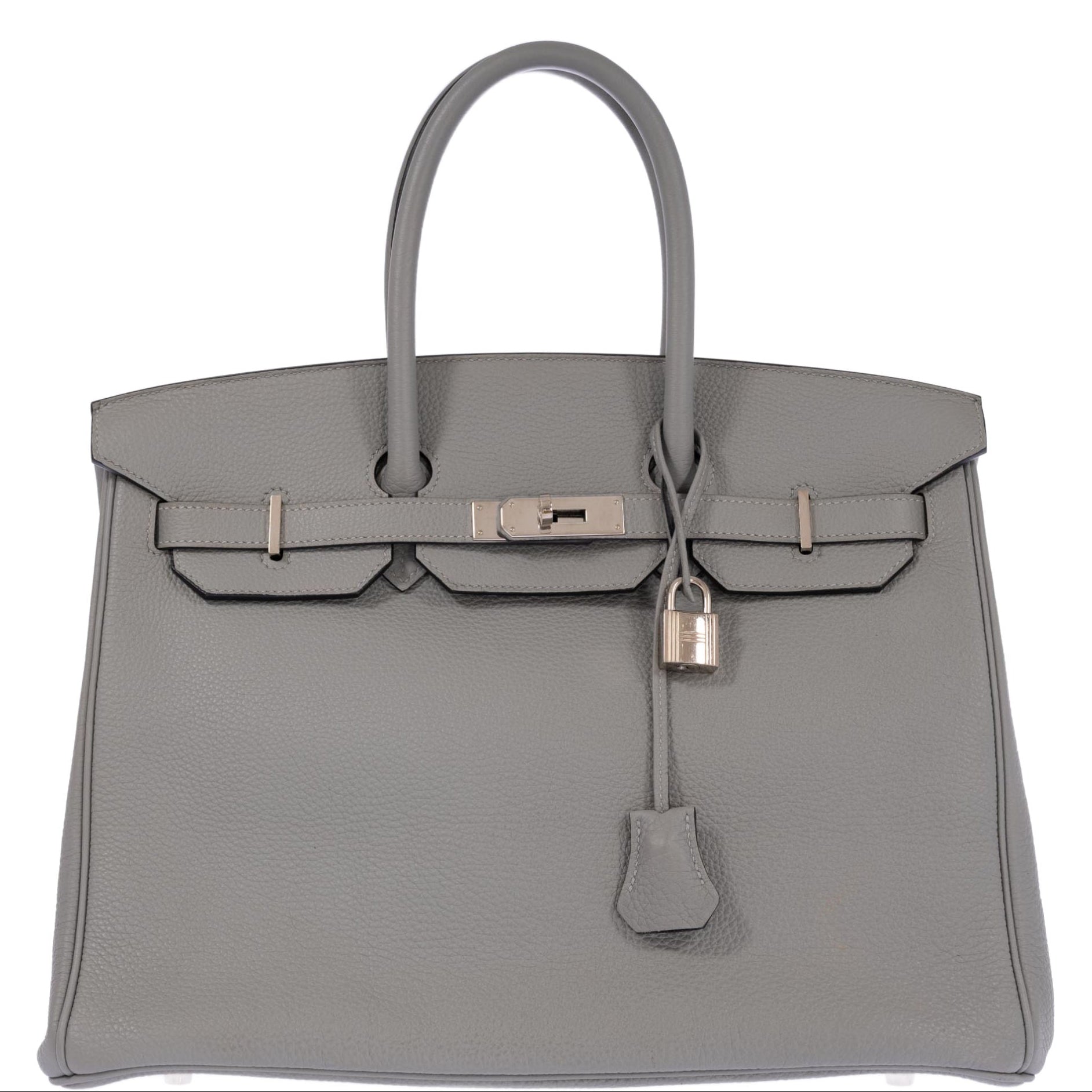 Hermès Birkin 35 HSS Bi-Color Gris Mouette and Vert Foncé Togo Palladium Hardware