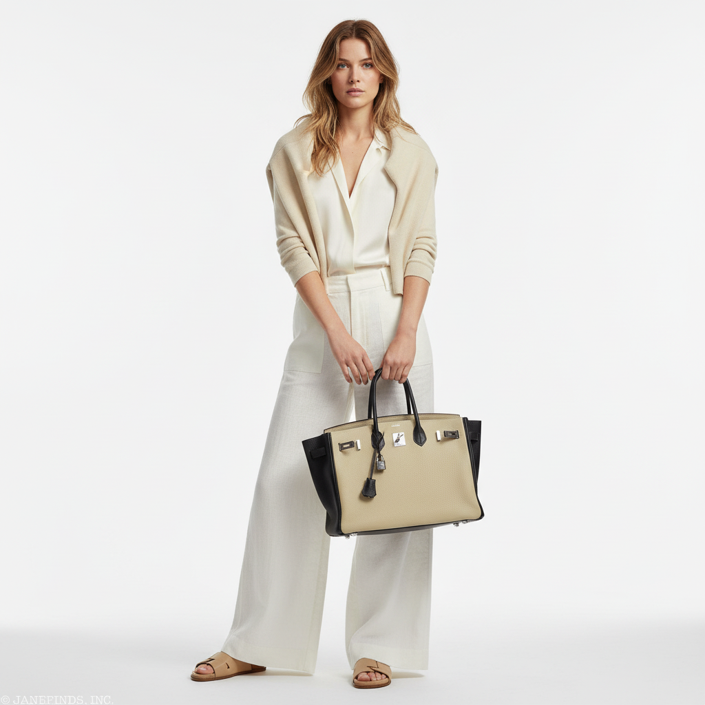 Hermès Birkin 35 HSS Black & Parchemin Togo Palladium Hardware