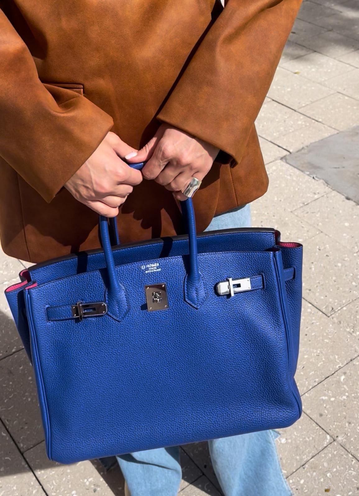Hermès Birkin 35 HSS Bleu Electrique / Fuchsia Interior Togo Palladium Hardware
