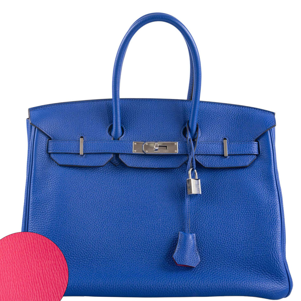 Hermès Birkin 35 HSS Bleu Electrique / Fuchsia Interior Togo Palladium Hardware
