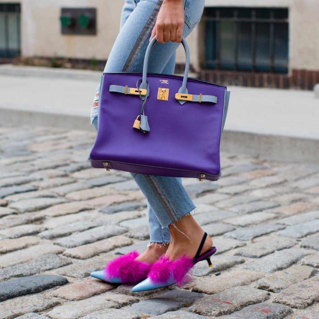 Hermes Birkin 35 Crocus And Blue Lin Epsom Gold Hardware | JANEFINDS