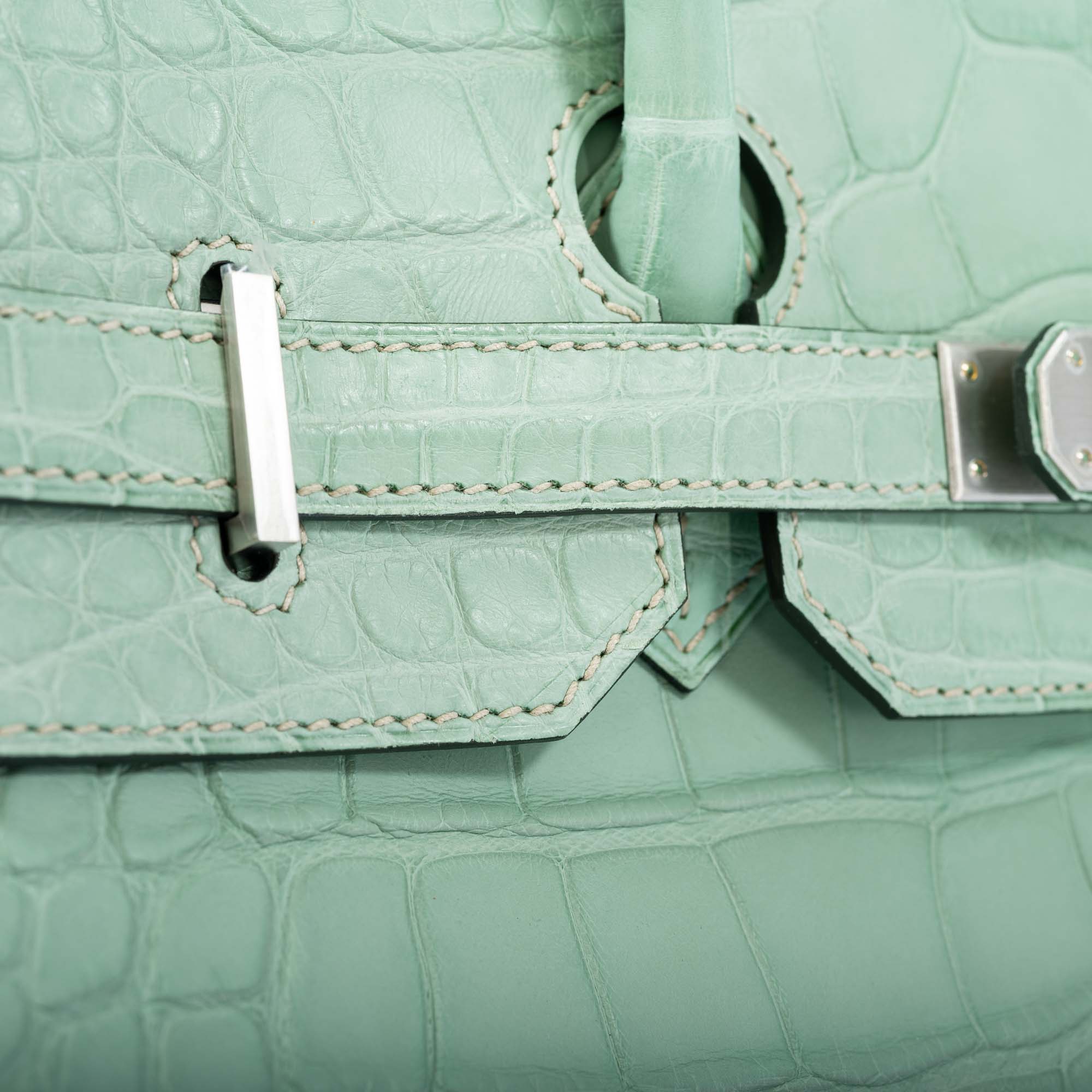 Hermès Birkin 35 HSS Vert D'Eau and Gris Perle Matte Alligator Palladium Hardware