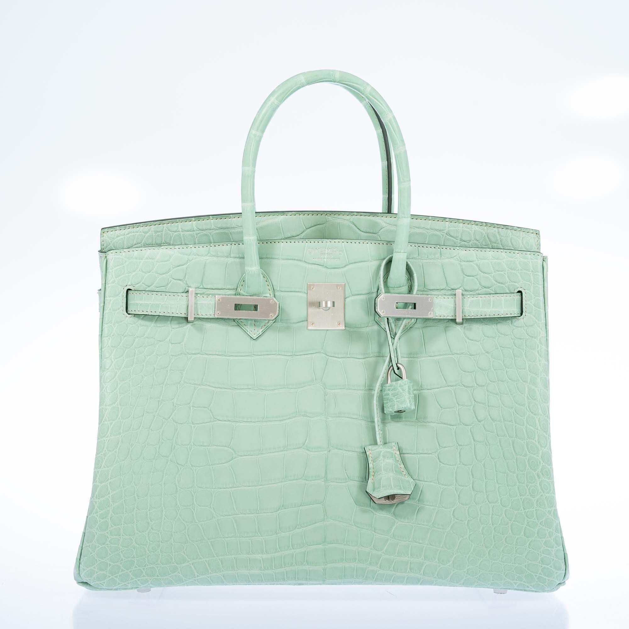 Hermès Birkin 35 HSS Vert D'Eau and Gris Perle Matte Alligator Palladium Hardware