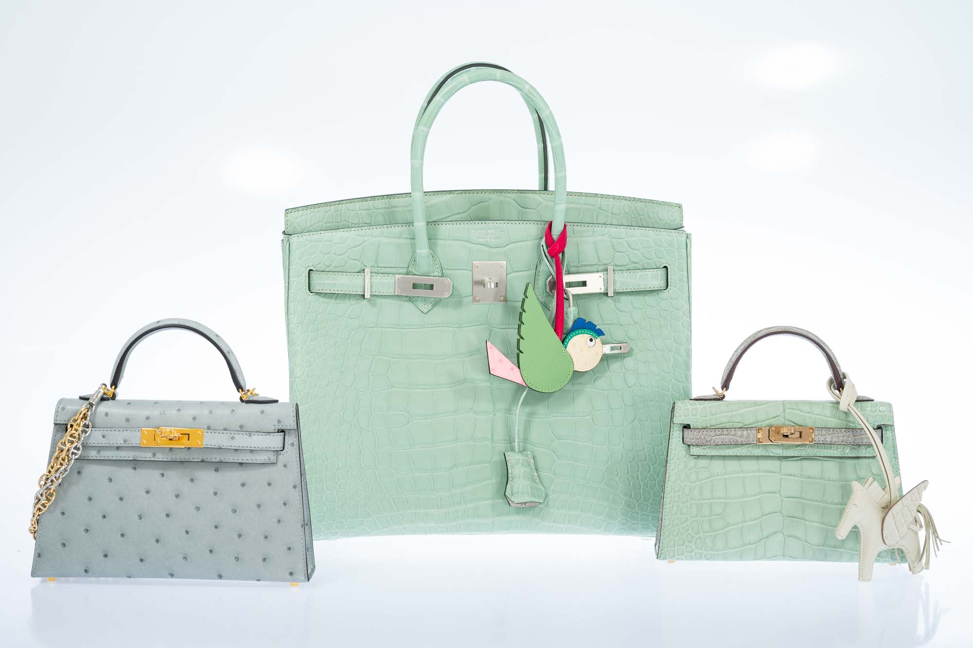 Hermès Birkin 35 HSS Vert D'Eau and Gris Perle Matte Alligator Palladium Hardware