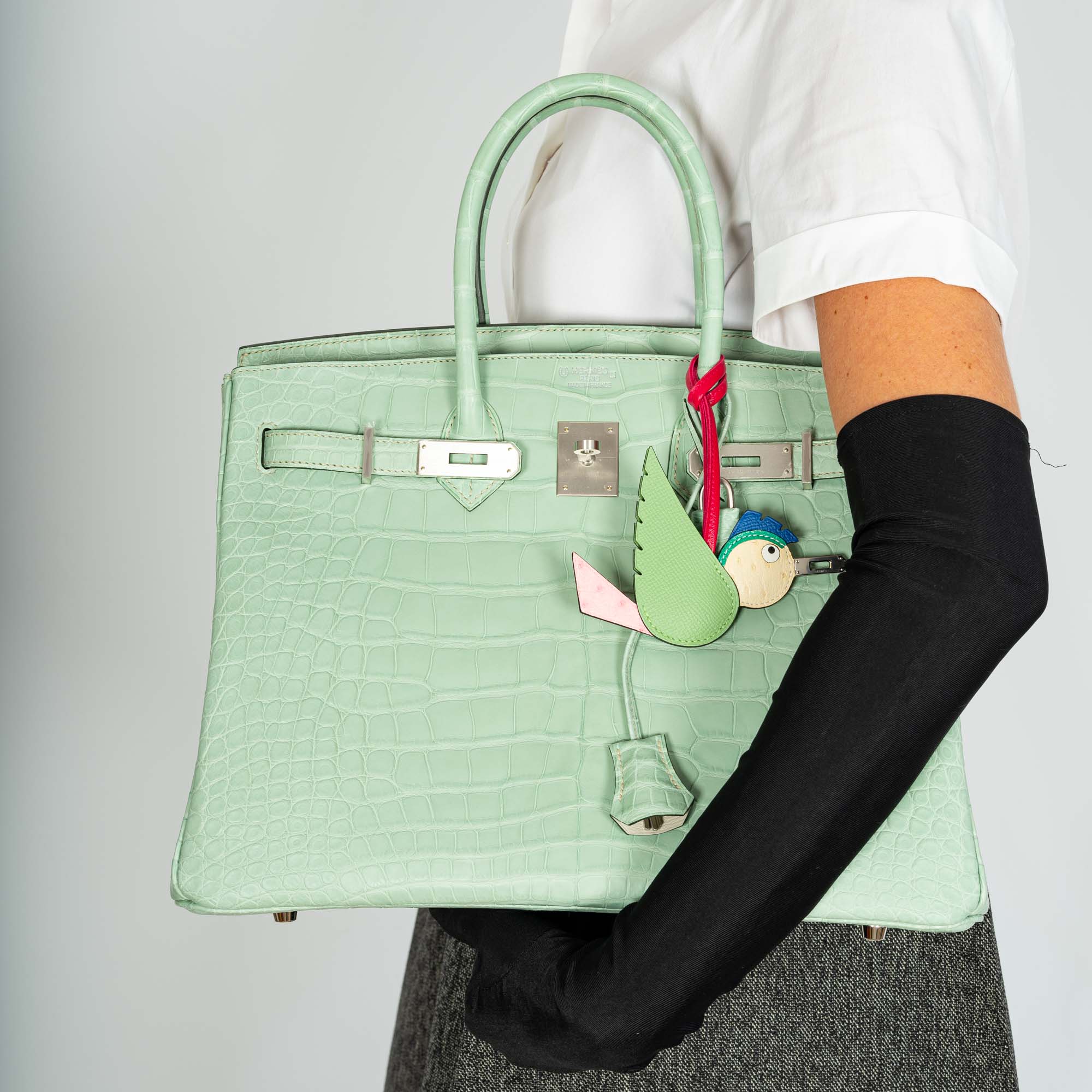 Hermès Birkin 35 HSS Vert D'Eau and Gris Perle Matte Alligator Palladium Hardware