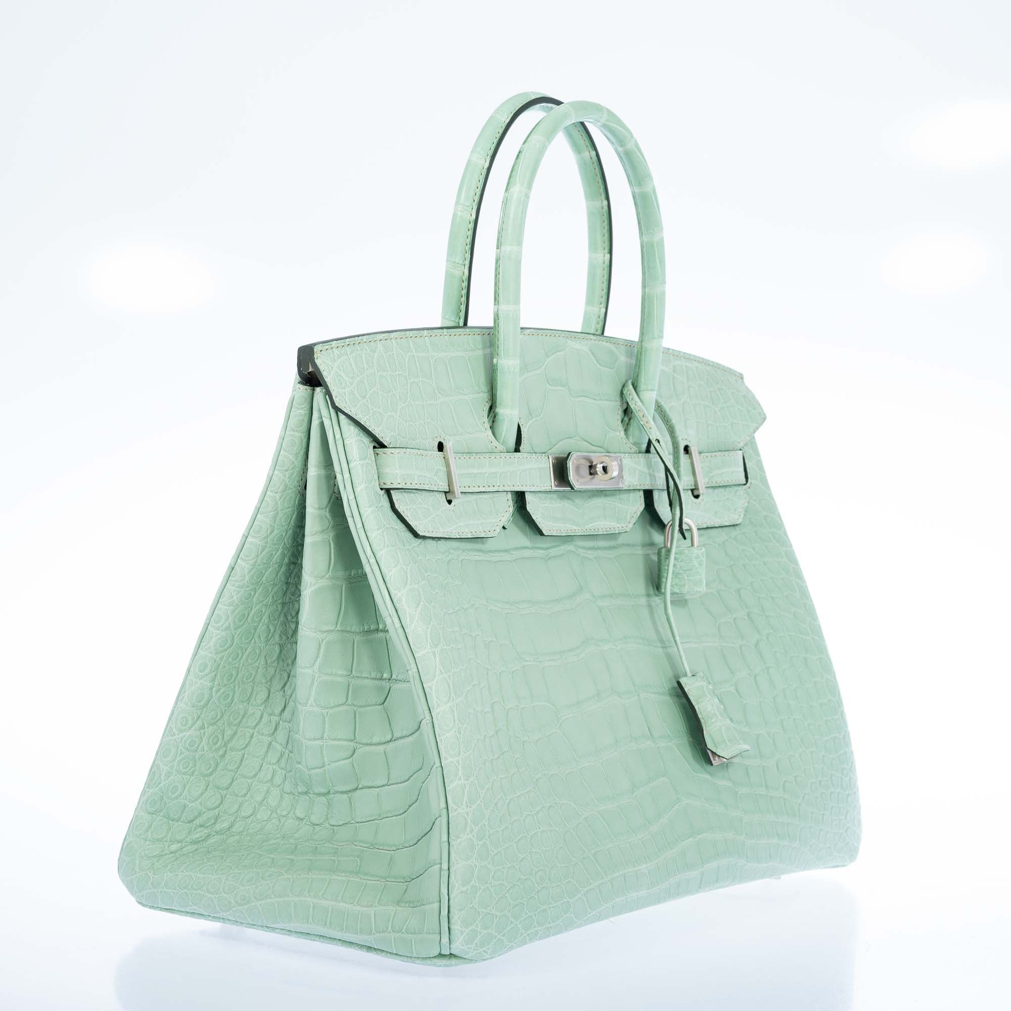 Hermès Birkin 35 HSS Vert D'Eau and Gris Perle Matte Alligator Palladium Hardware