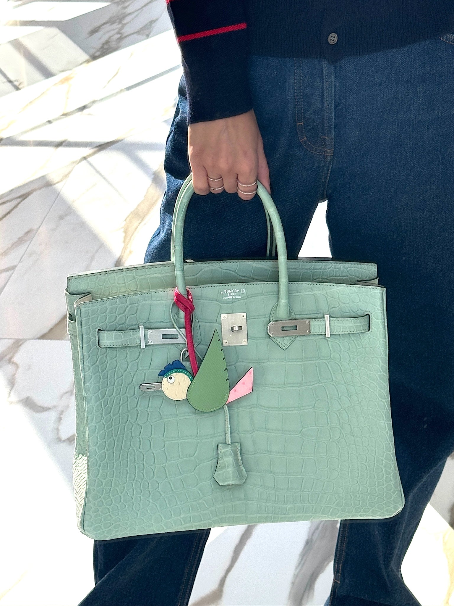 Hermès Birkin 35 HSS Vert D'Eau and Gris Perle Matte Alligator Palladium Hardware