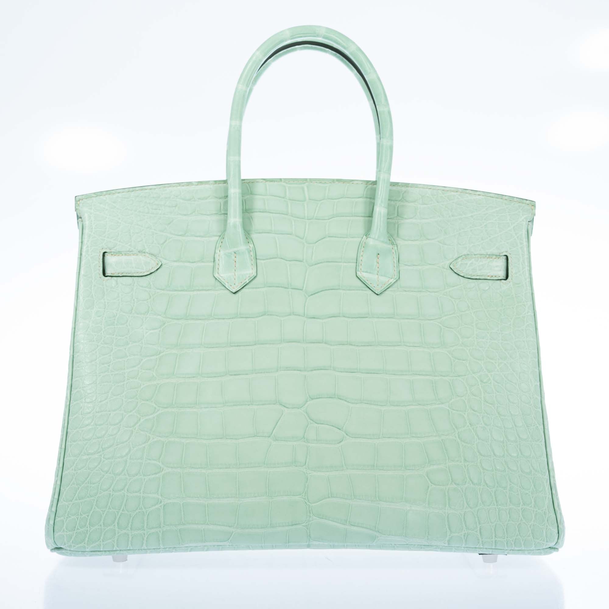 Hermès Birkin 35 HSS Vert D'Eau and Gris Perle Matte Alligator Palladium Hardware