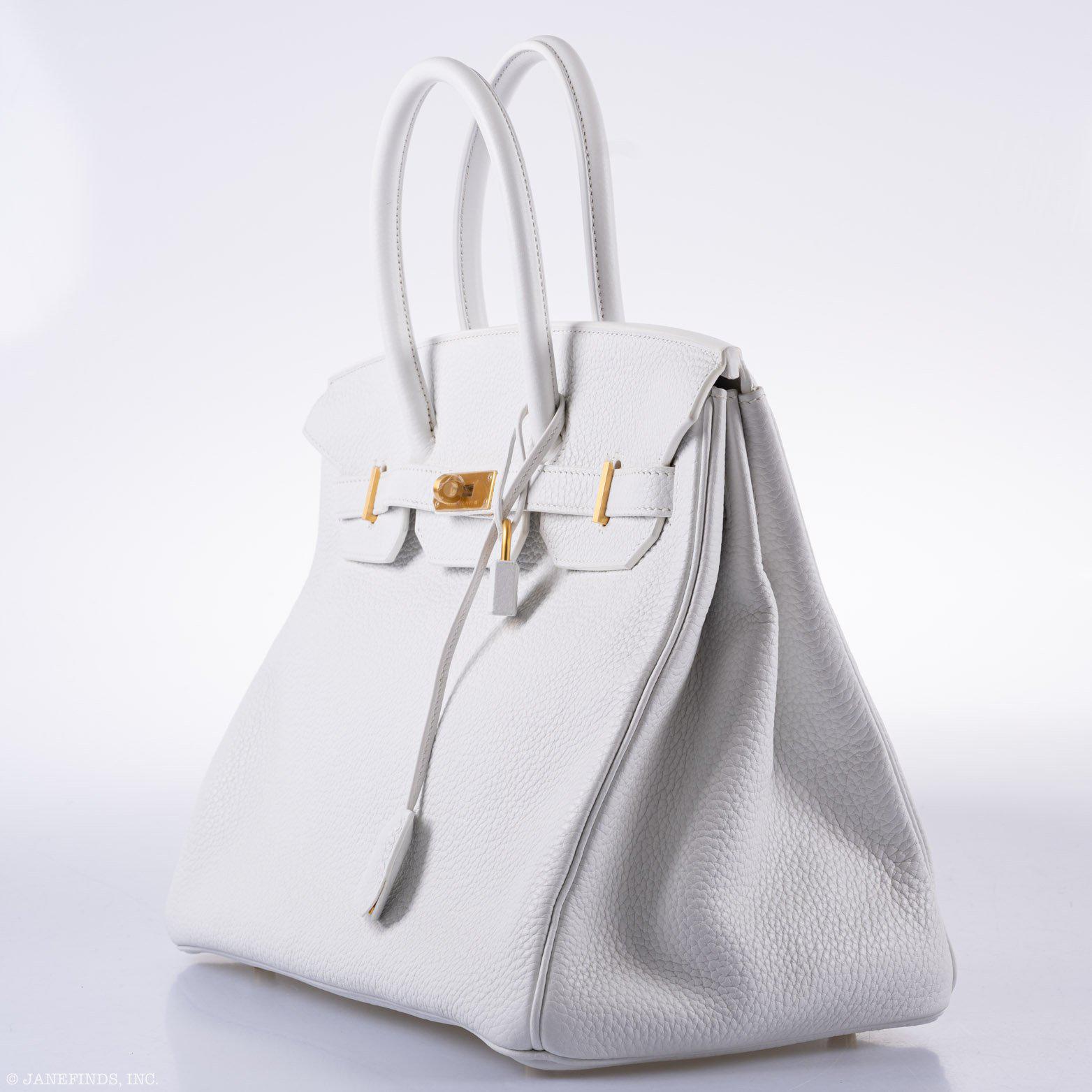 Hermès Birkin 35 HSS White Clemence Leather Brushed Gold Hardware