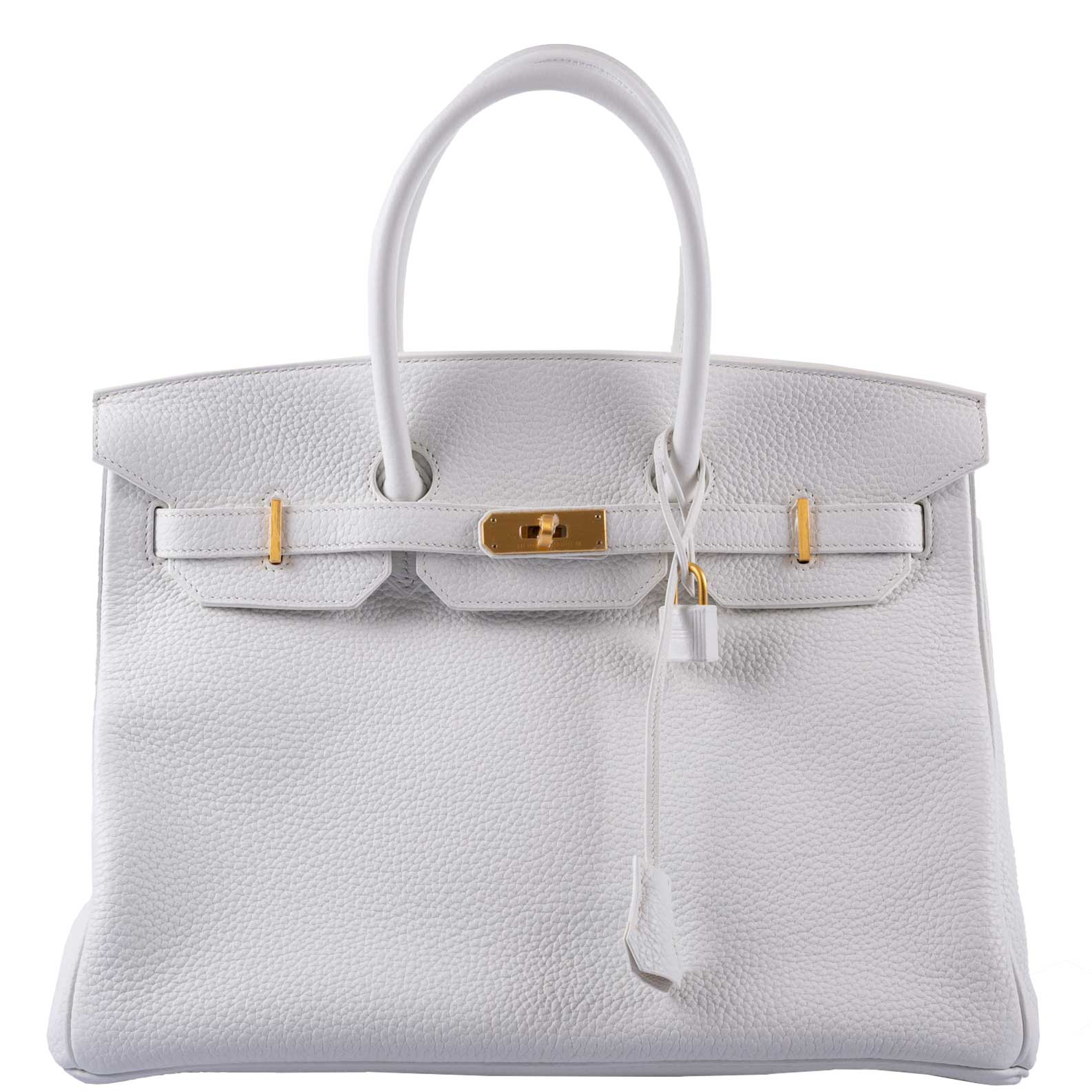Hermès Birkin 35 HSS White Clemence Leather Brushed Gold Hardware