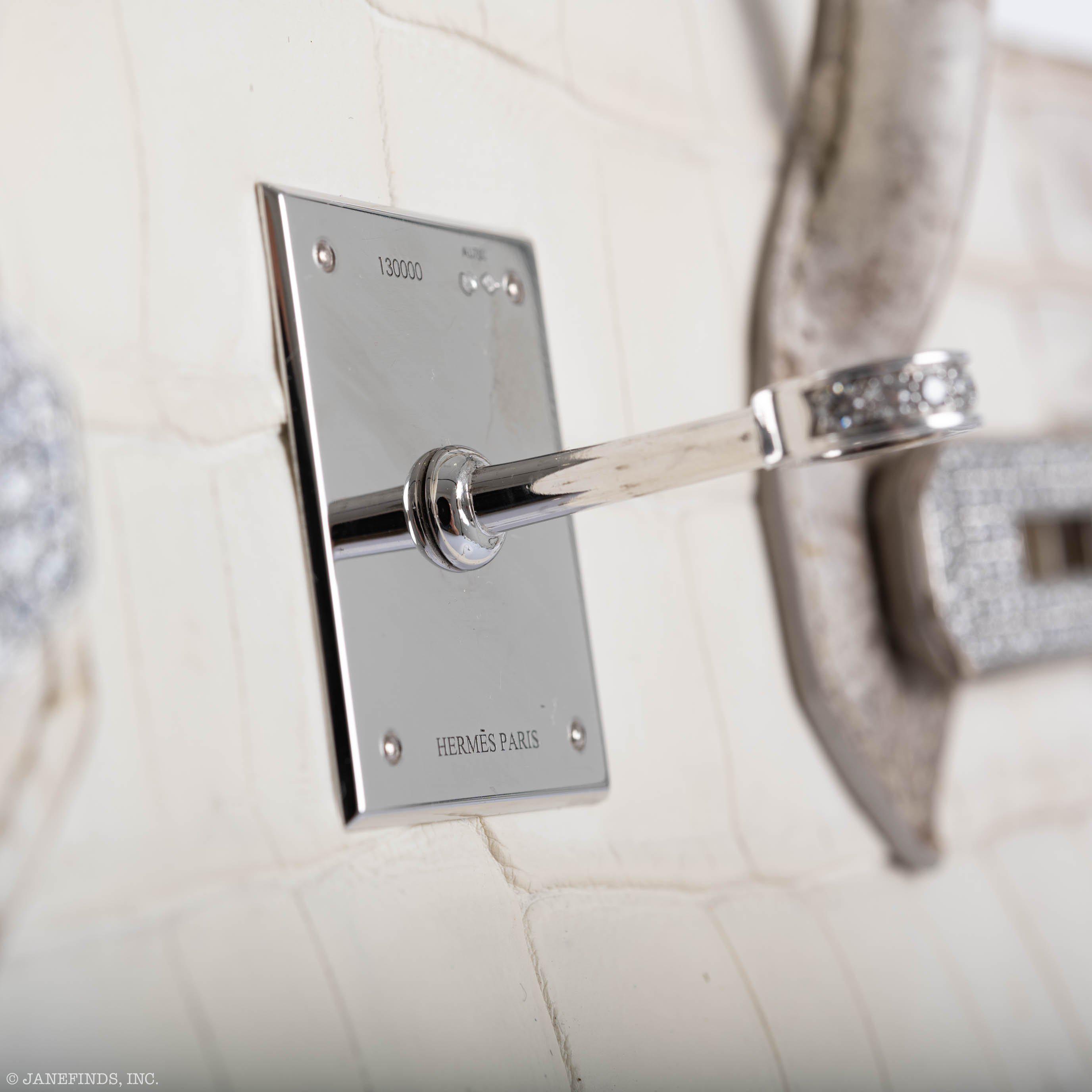 Hermès Birkin 35 Himalaya Niloticus Crocodile 18K White Gold & Diamond Hardware