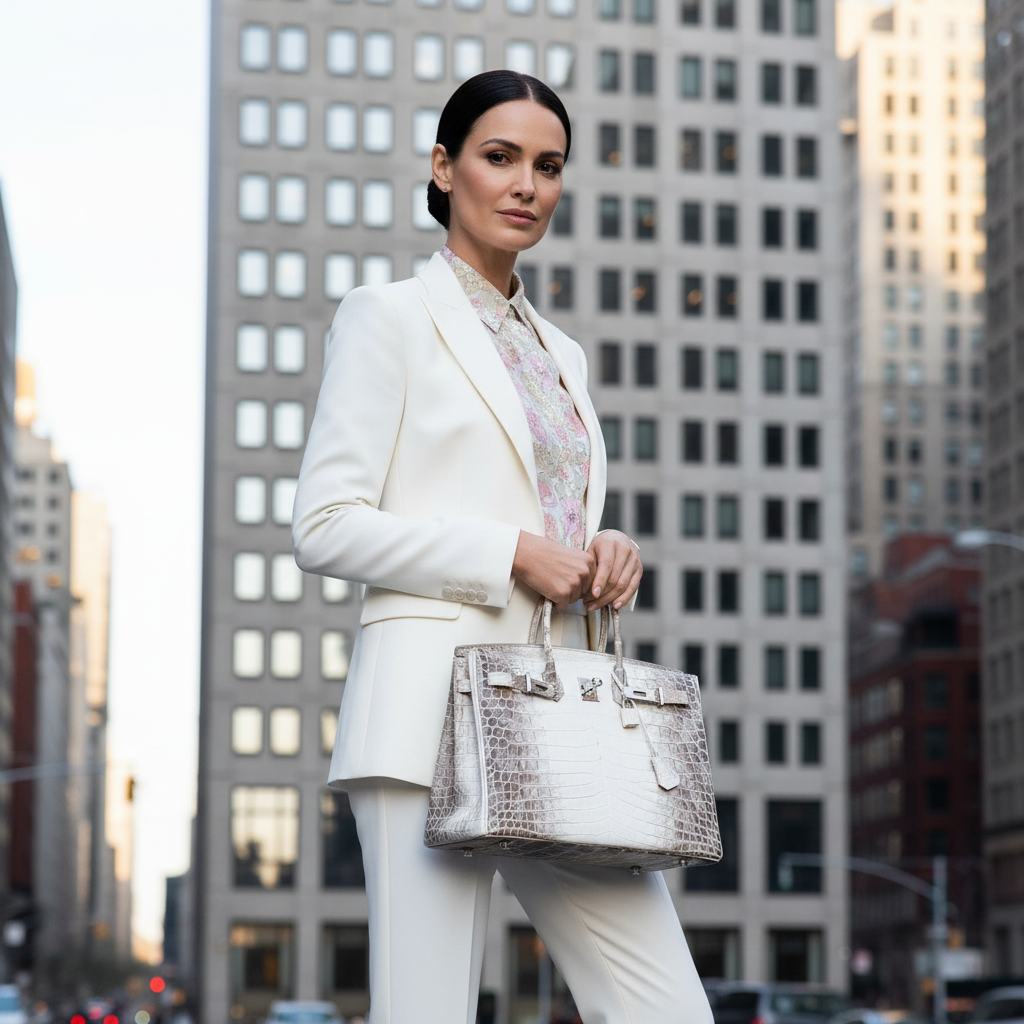 Hermès Birkin 35 Himalayan Matte Niloticus Crocodile Palladium Hardware