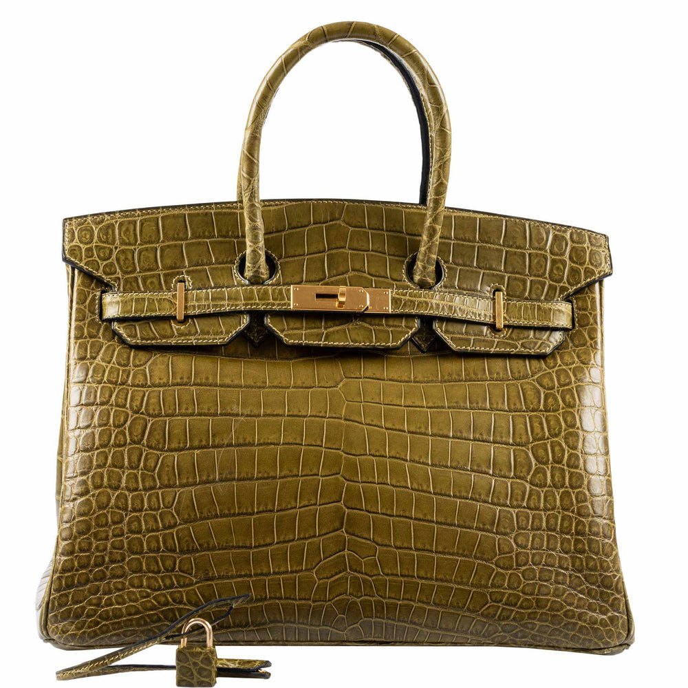 Hermès Birkin 35 in Vert Véronèse Porosus Crocodile with Gold hardware