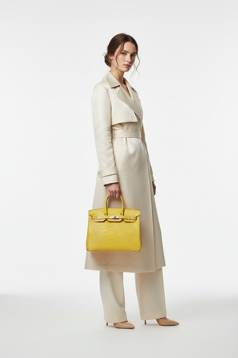 Hermès Birkin 35 Mimosa Matte Alligator Palladium