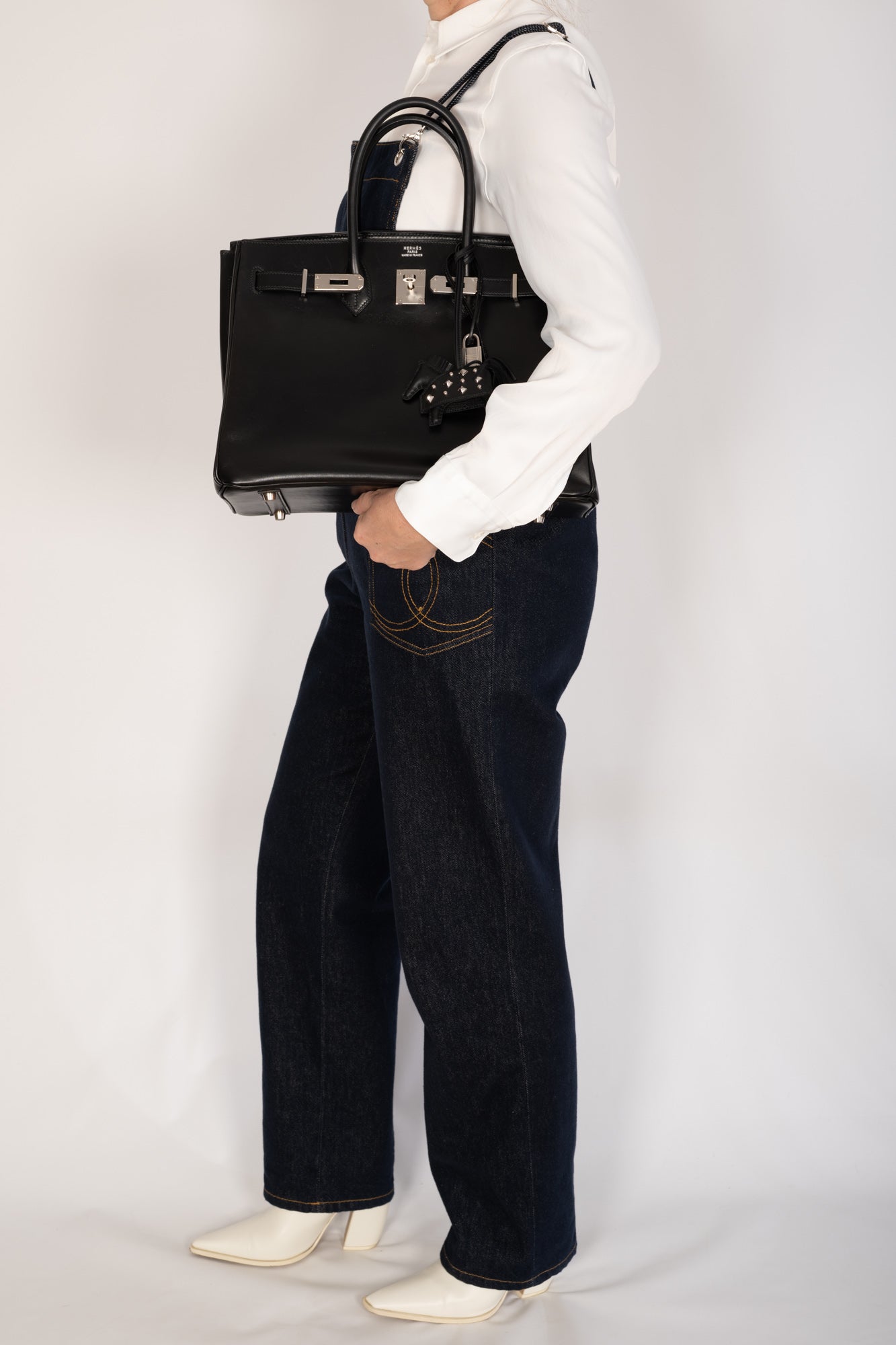 Hermès Birkin 35 Noir Box Calf Palladium Hardware