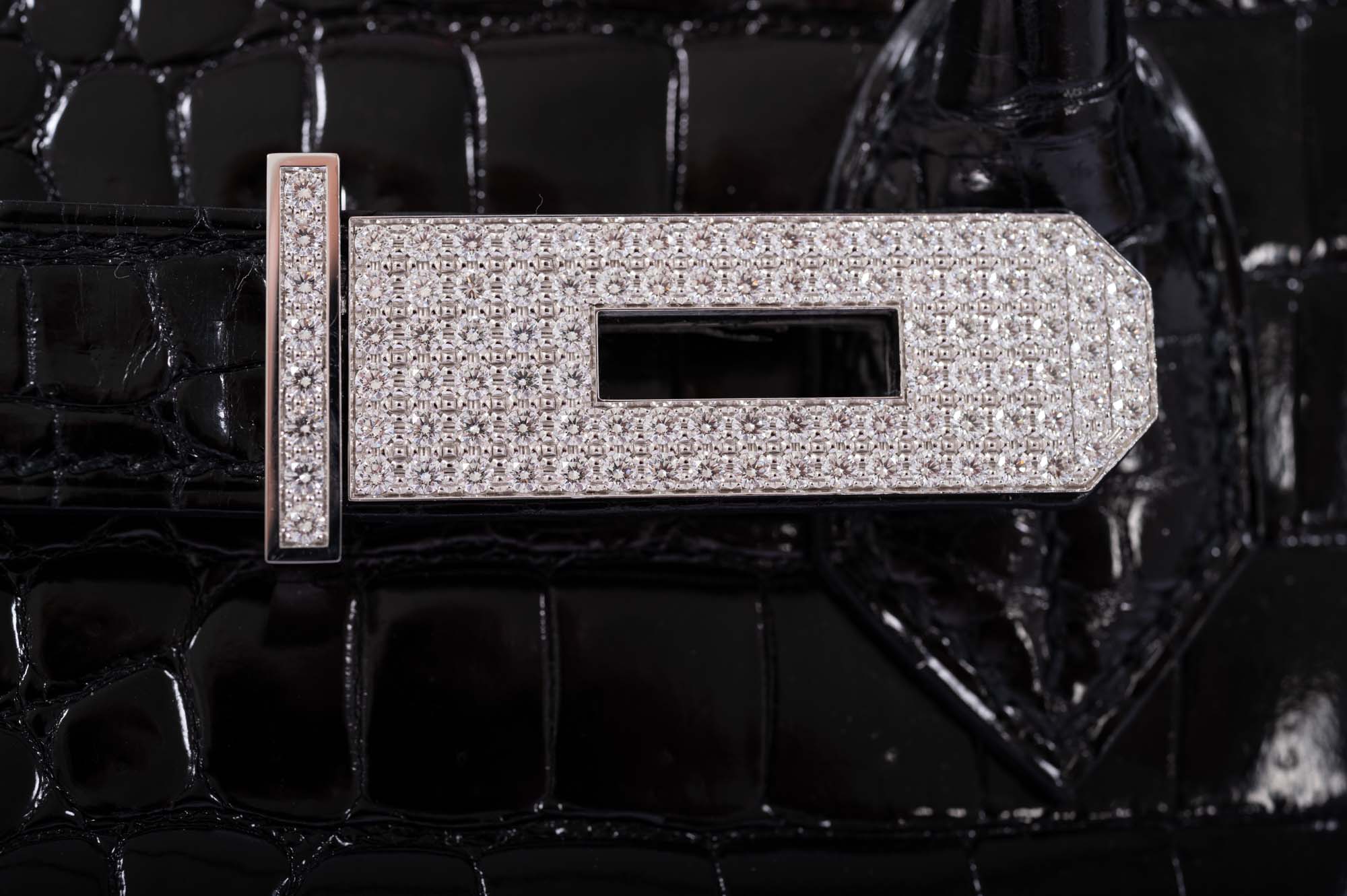 Hermès Birkin 35 Noir Shiny Porosus Crocodile 18K White Gold & Diamond Hardware