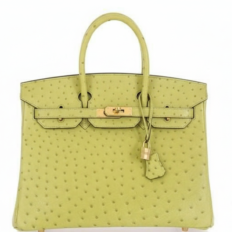 Hermès Birkin 35 Ostrich Vert Anis Gold Hardware