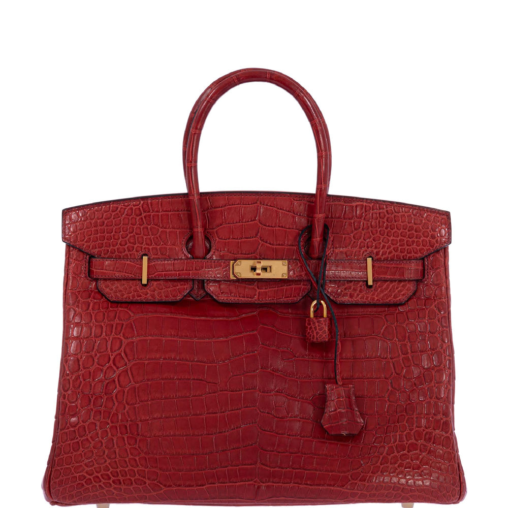 Hermès Birkin 35 Rouge H Matte Porosus Crocodile Gold Hardware