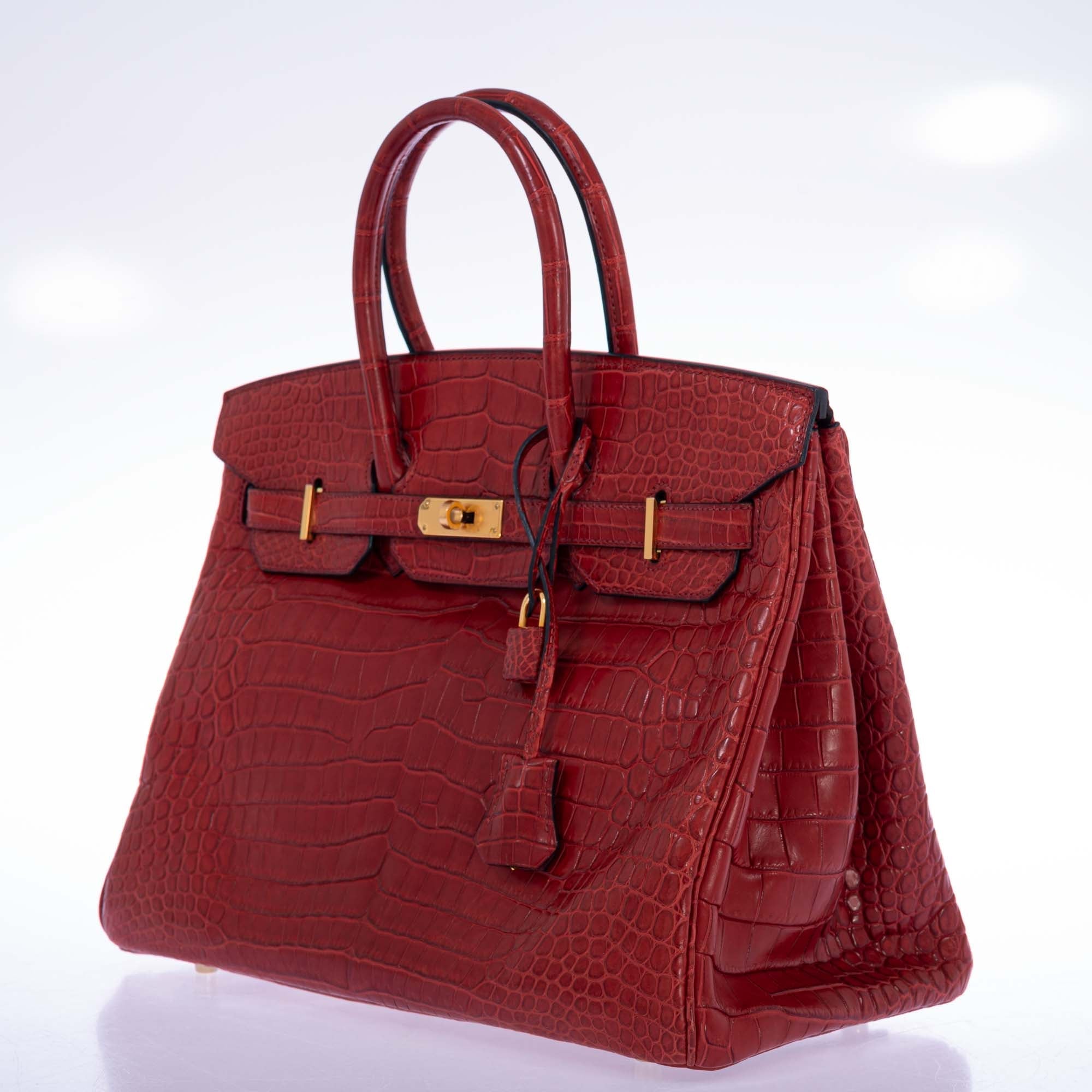 Hermès Birkin 35 Rouge H Matte Porosus Crocodile Matte Gold Hardware