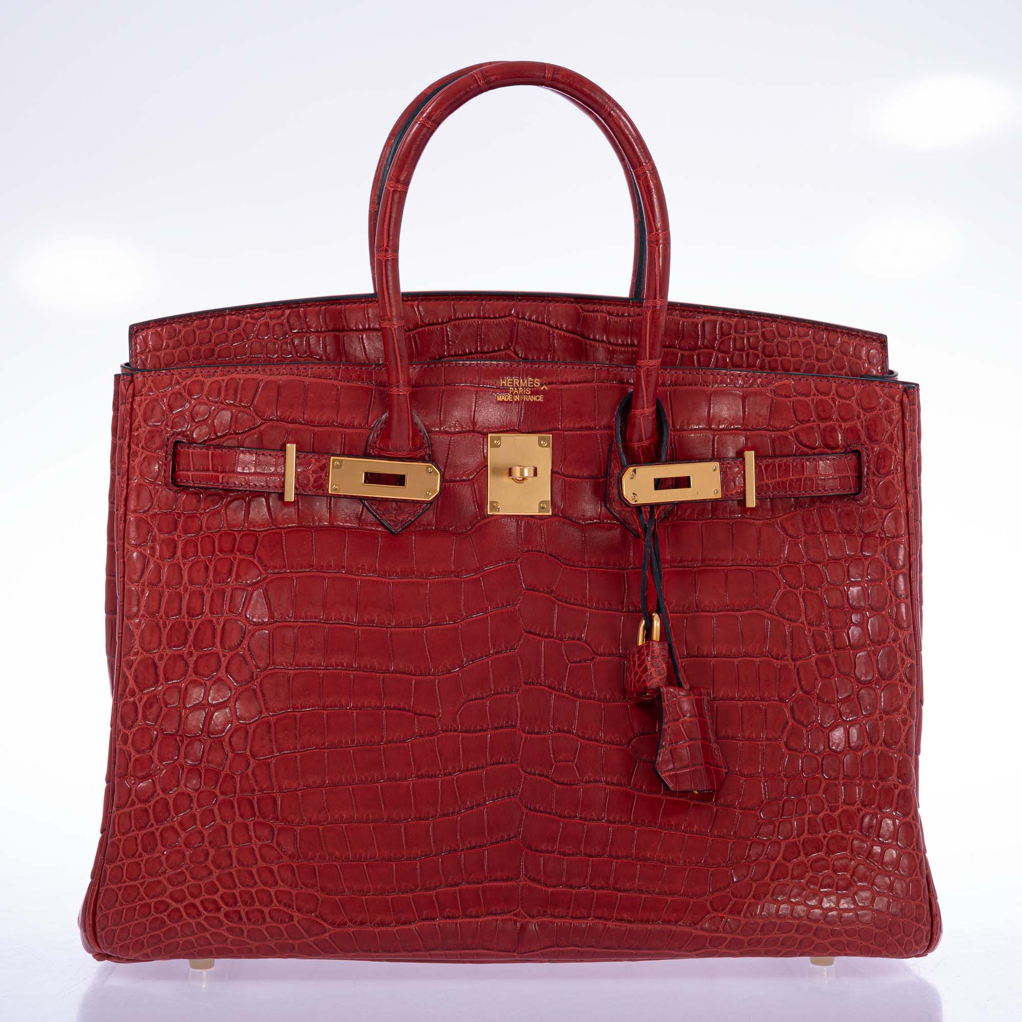 Hermès Birkin 35 Rouge H Matte Porosus Crocodile Matte Gold Hardware