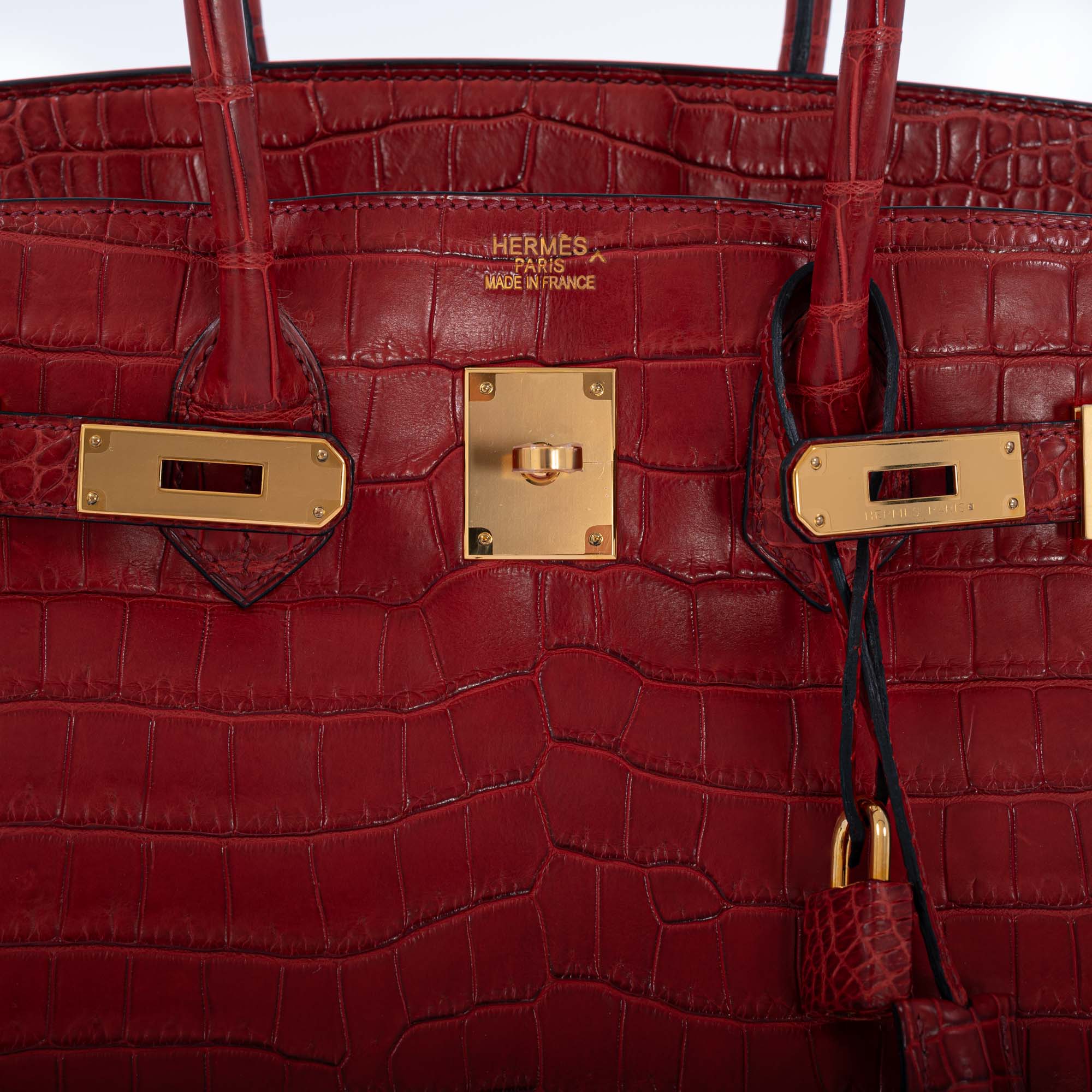 Hermès Birkin 35 Rouge H Matte Porosus Crocodile Matte Gold Hardware