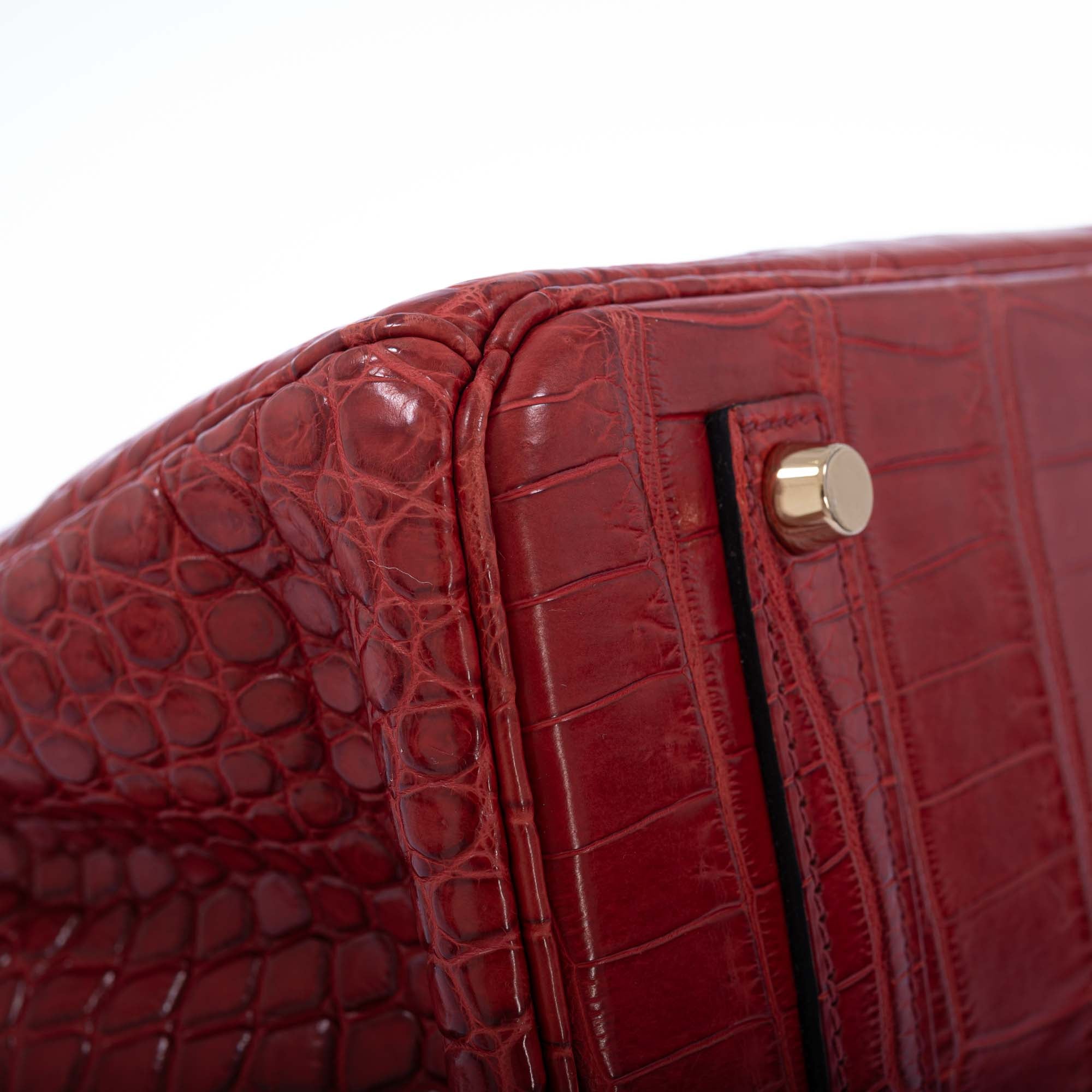 Hermès Birkin 35 Rouge H Matte Porosus Crocodile Matte Gold Hardware