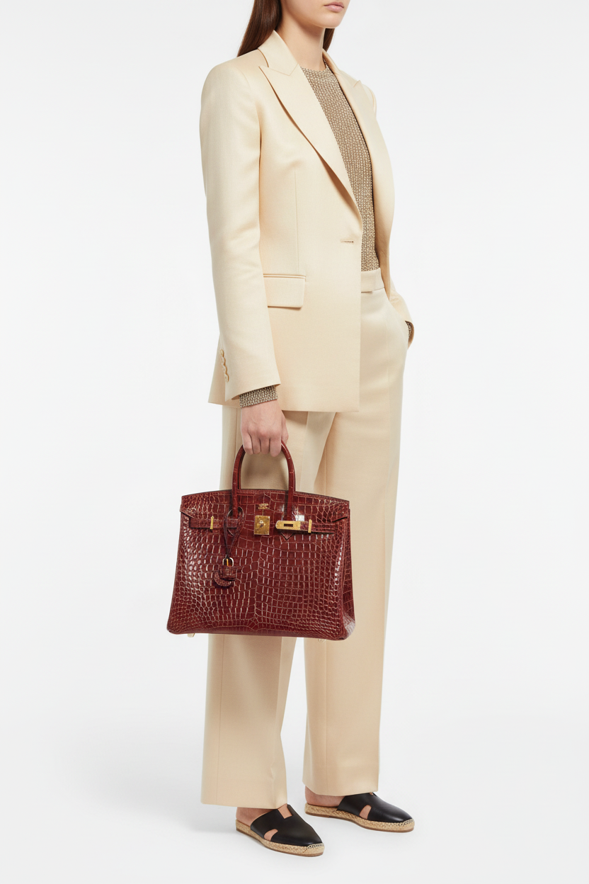 Hermès Birkin 35 Rouge H Shiny Porosus Crocodile Gold Hardware