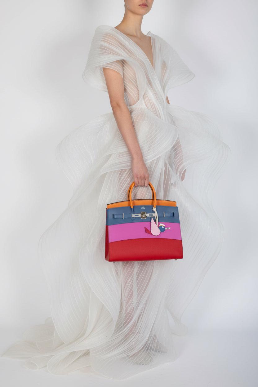 Hermès Birkin 35 Sellier Rainbow Sunset Abricot/Bleu Agate/Magnolia/Rouge Casaque Epsom Palladium Hardware