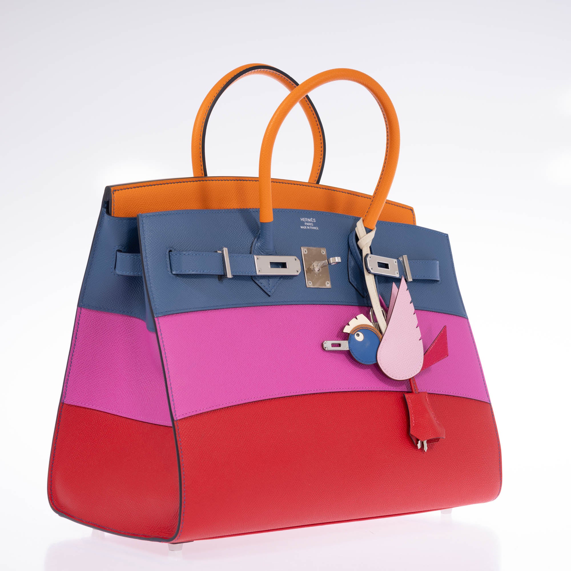 Hermès Birkin 35 Sellier Rainbow Sunset Abricot/Bleu Agate/Magnolia/Rouge Casaque Epsom Palladium Hardware