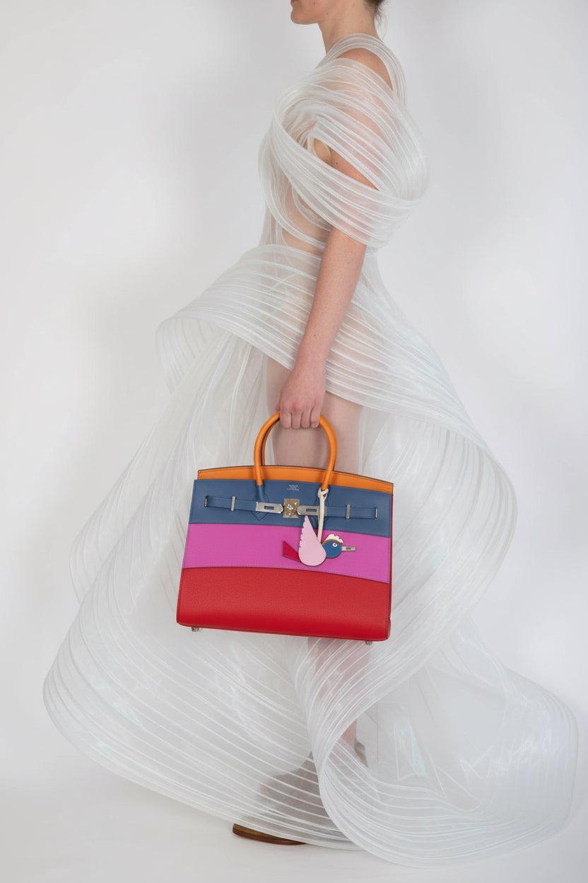 Hermès Birkin 35 Sellier Rainbow Sunset Abricot/Bleu Agate/Magnolia/Rouge Casaque Epsom Palladium Hardware