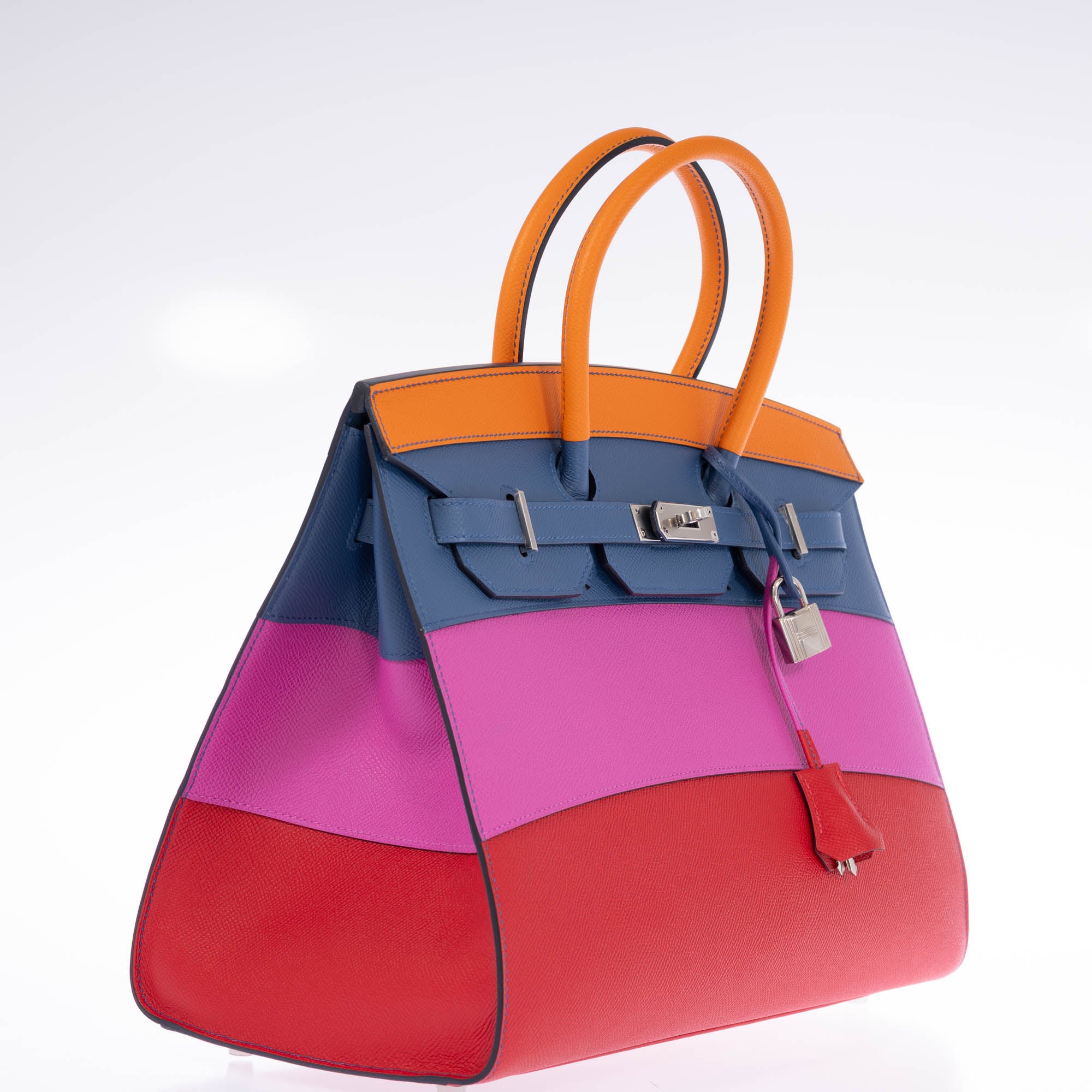 Hermès Birkin 35 Sellier Rainbow Sunset Abricot/Bleu Agate/Magnolia/Rouge Casaque Epsom Palladium Hardware