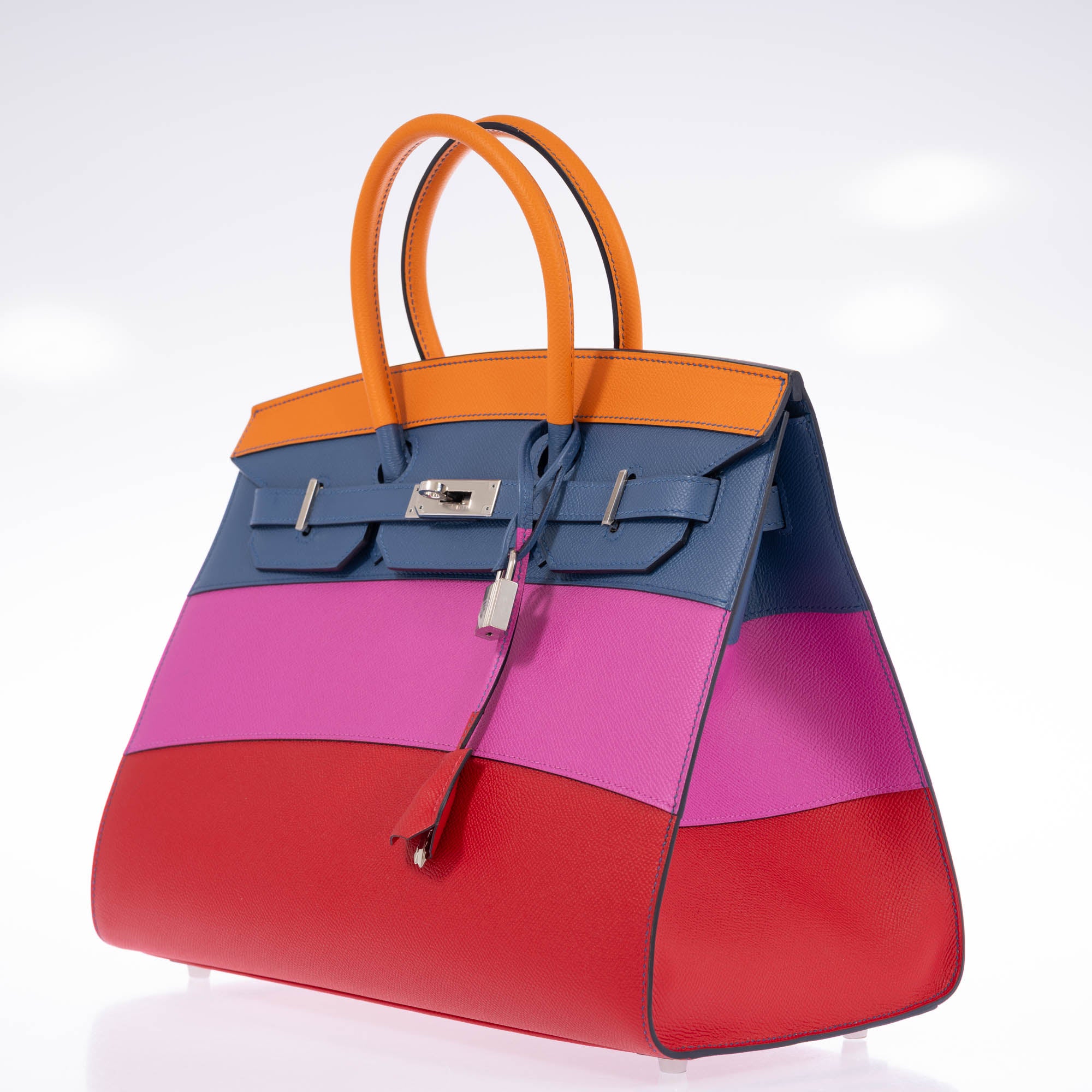 Hermès Birkin 35 Sellier Rainbow Sunset Abricot/Bleu Agate/Magnolia/Rouge Casaque Epsom Palladium Hardware