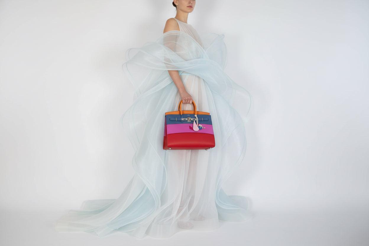 Hermès Birkin 35 Sellier Rainbow Sunset Abricot/Bleu Agate/Magnolia/Rouge Casaque Epsom Palladium Hardware