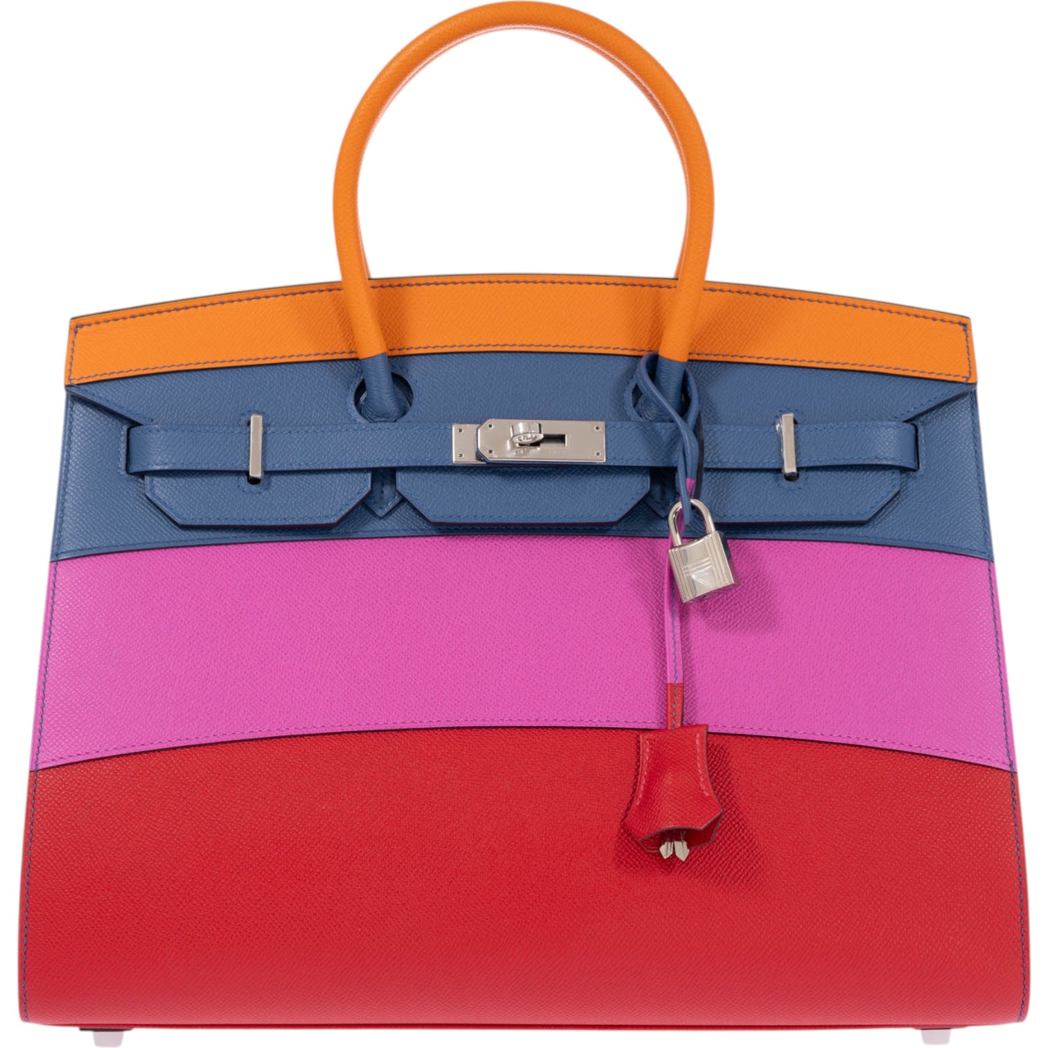 Hermès Birkin 35 Sellier Rainbow Sunset Abricot/Bleu Agate/Magnolia/Rouge Casaque Epsom Palladium Hardware
