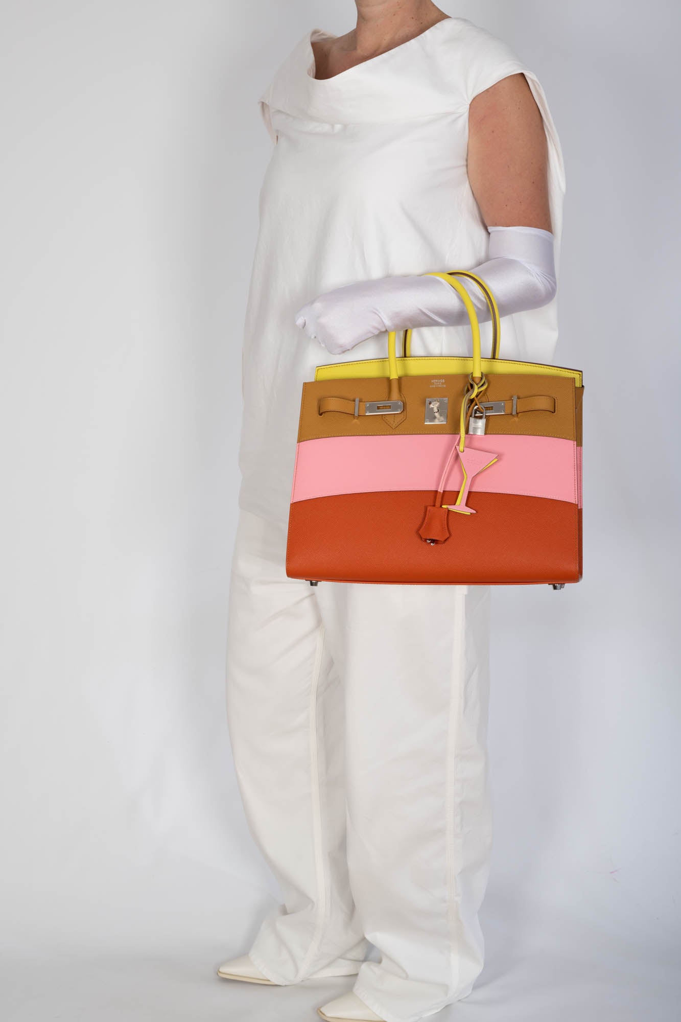 Hermès Birkin 35 Sellier "Sunrise" Rainbow Epsom Palladium Hardware