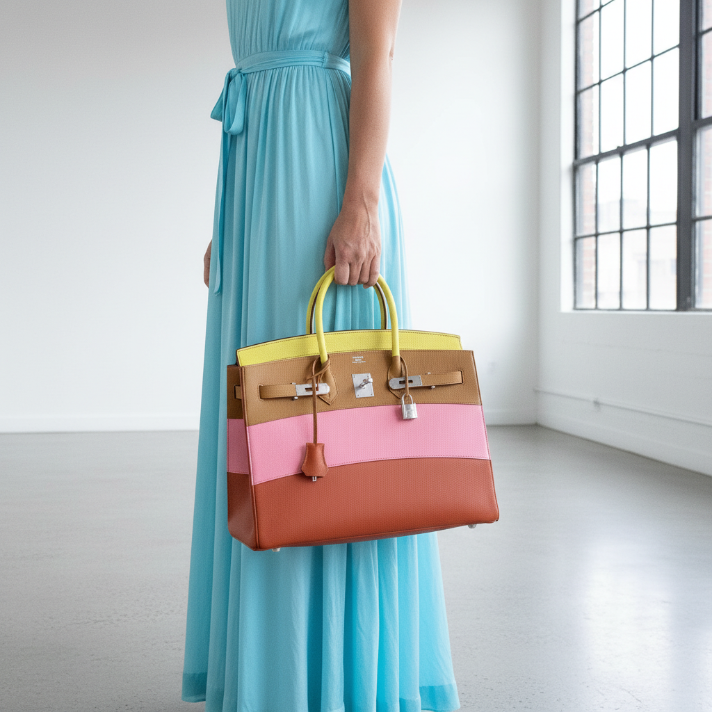Hermès Birkin 35 Sellier "Sunrise" Rainbow Epsom Palladium Hardware