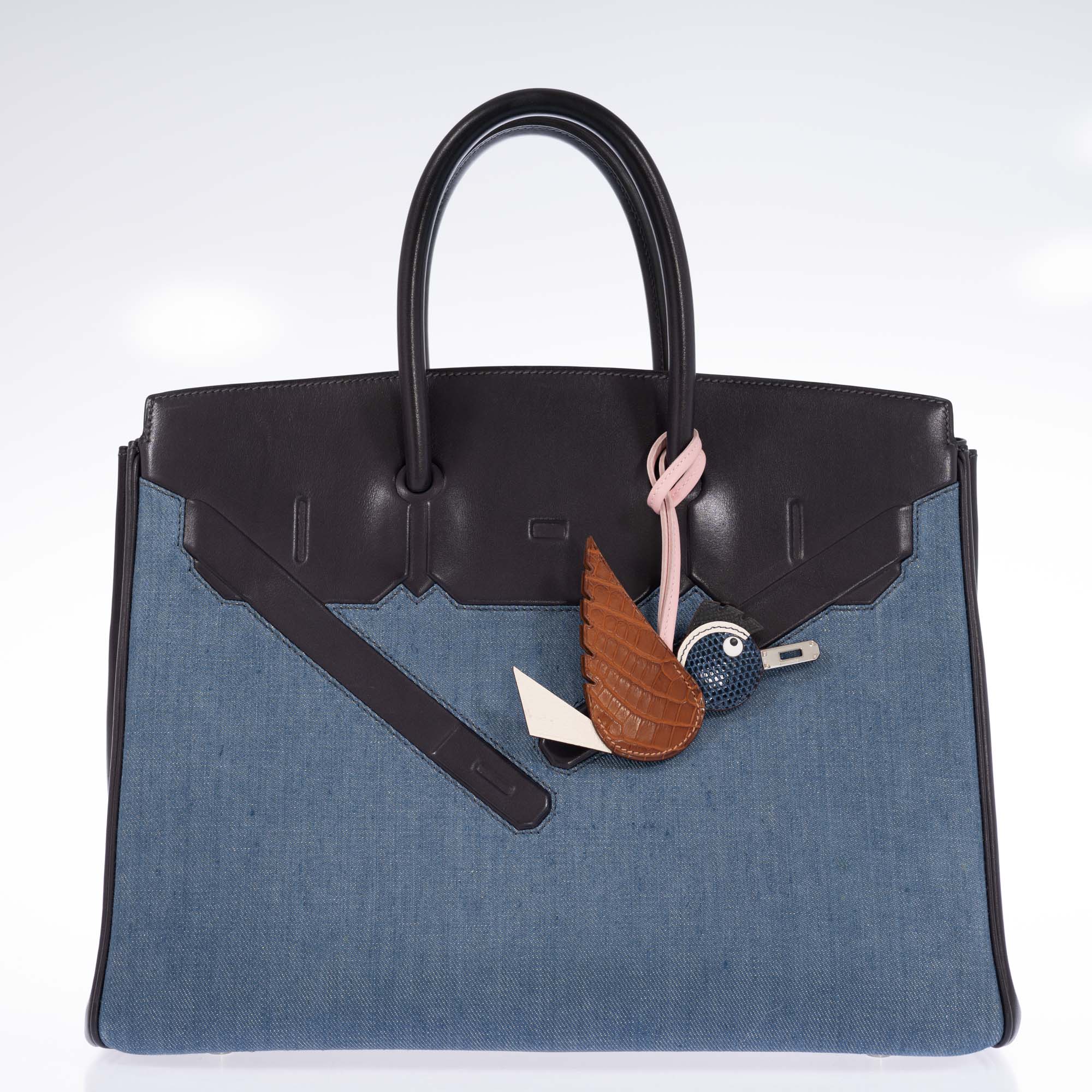 Hermès Birkin 35 Shadow Denim and Black Box Calf Leather