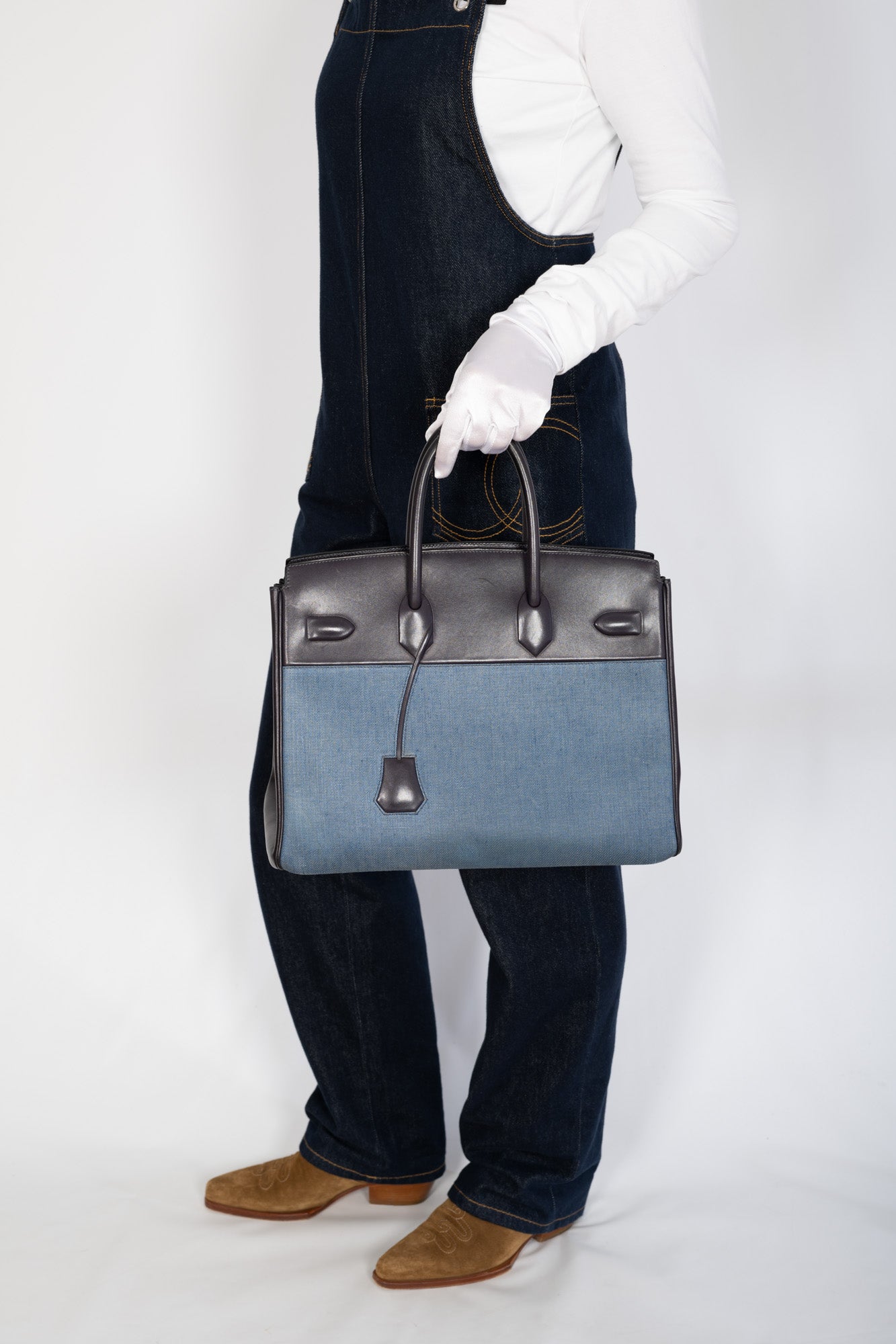Hermès Birkin 35 Shadow Denim and Black Box Calf Leather