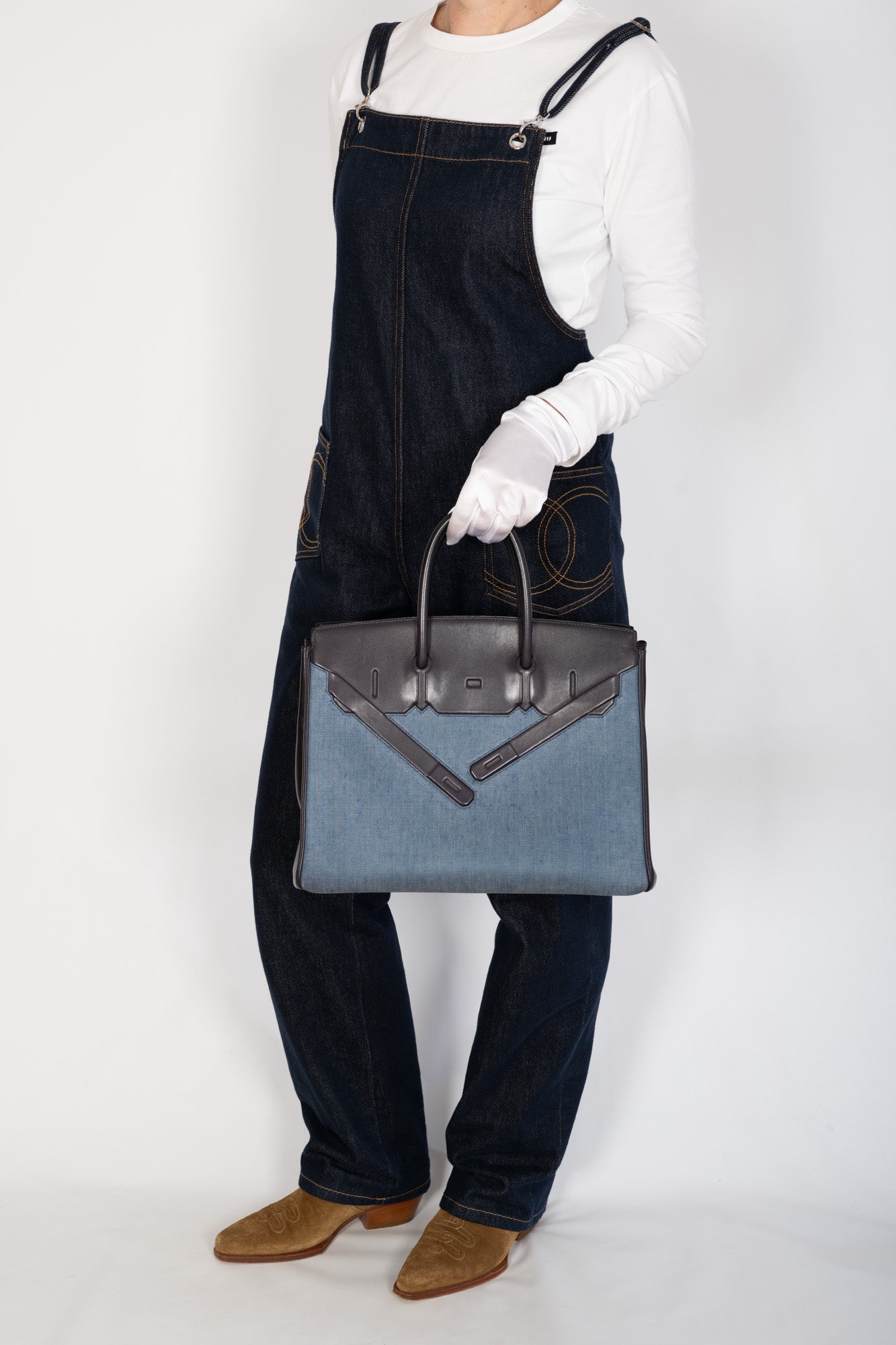 Hermès Birkin 35 Shadow Denim and Black Box Calf Leather