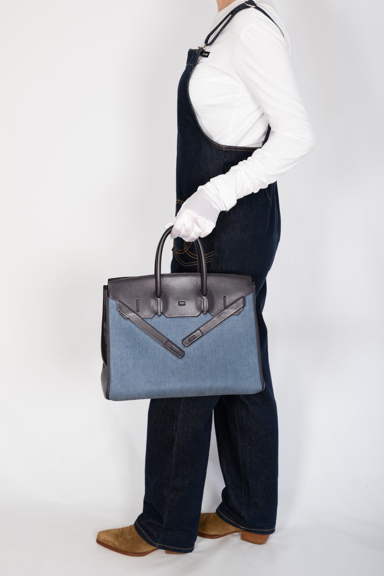 Hermès Birkin 35 Shadow Denim and Black Box Calf Leather | JANEFINDS