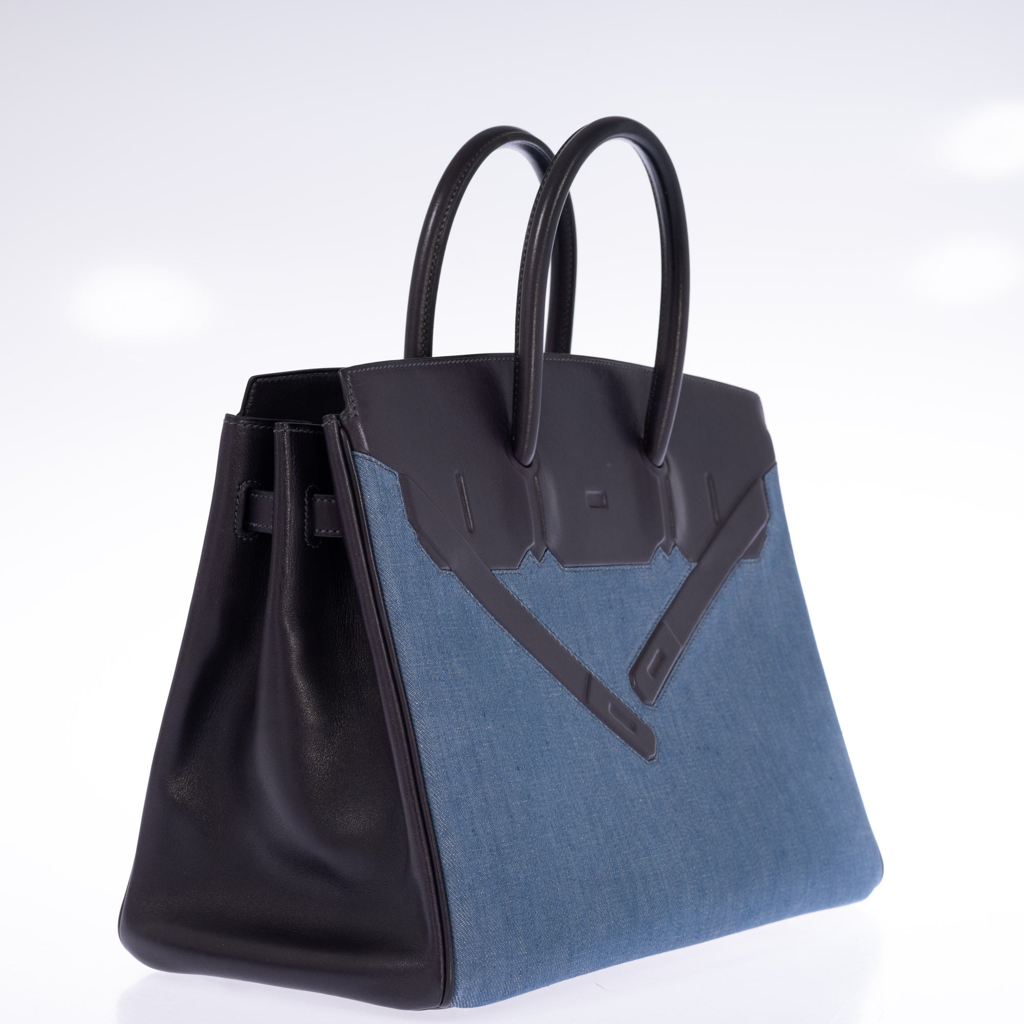 Hermès Birkin 35 Shadow Denim and Black Box Calf Leather | JANEFINDS